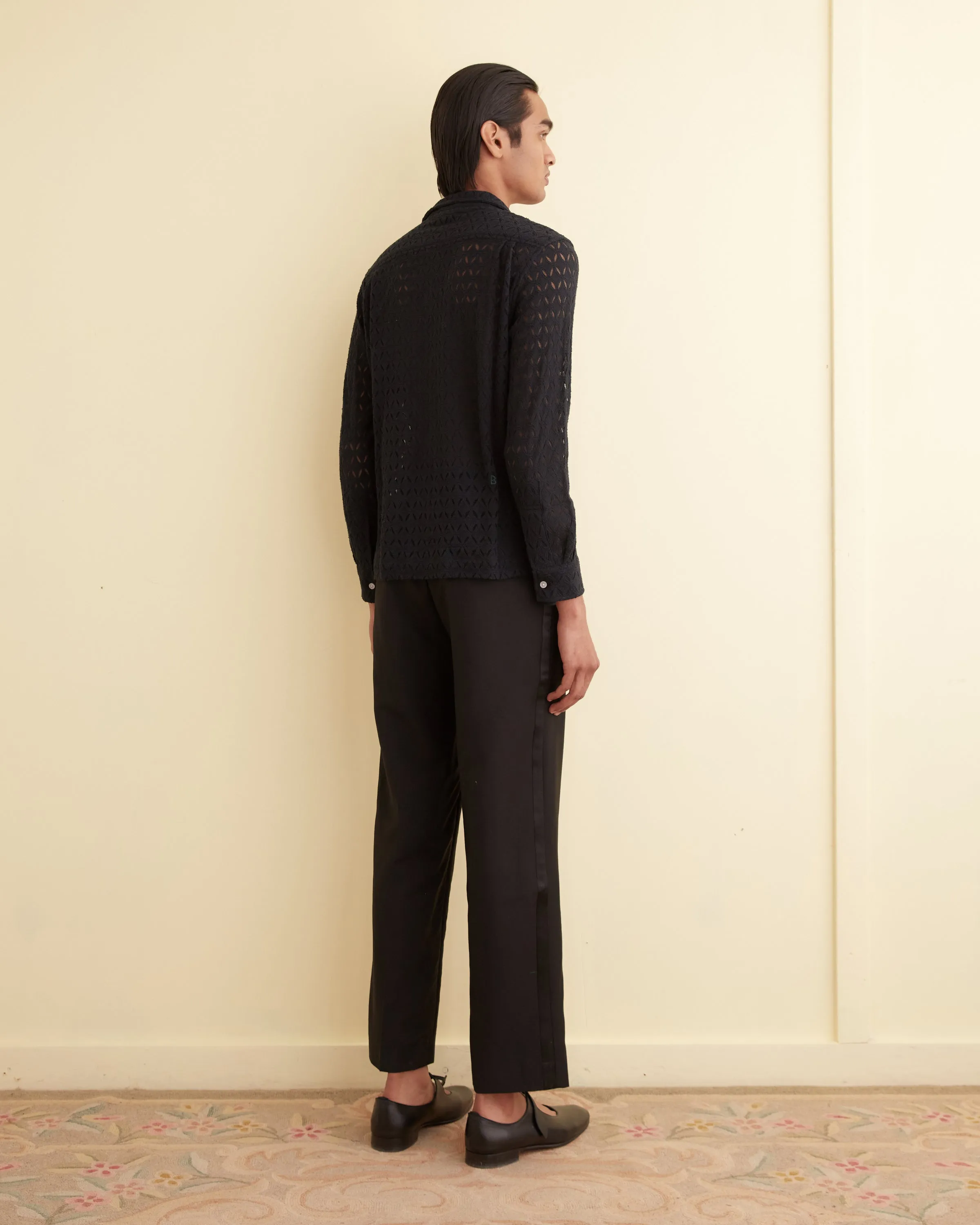 Lattice Lace Long Sleeve Shirt - Black sold by BODE product image thumbnail 3