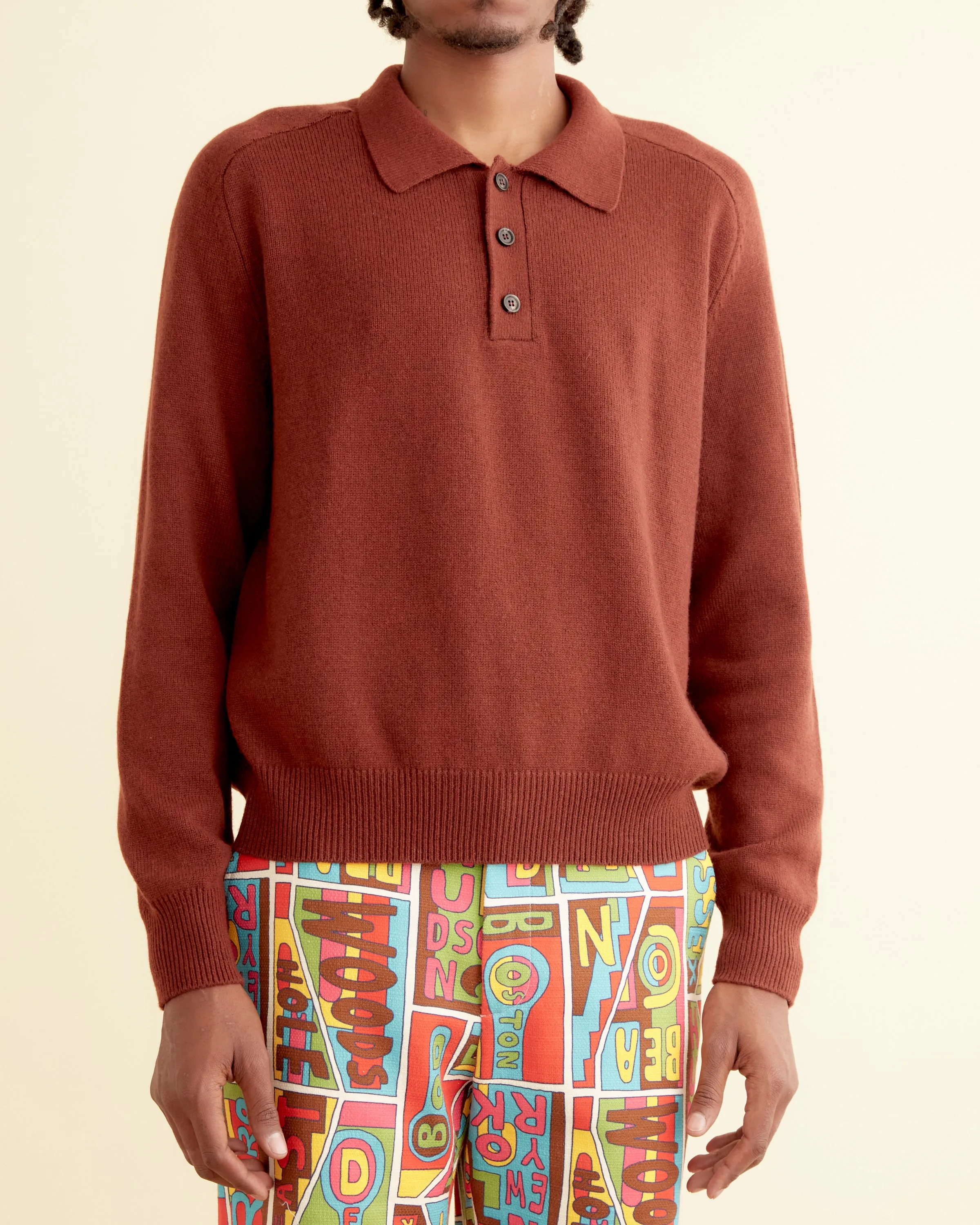 Cashmere Polo - Warm Brown sold by BODE product image thumbnail 2