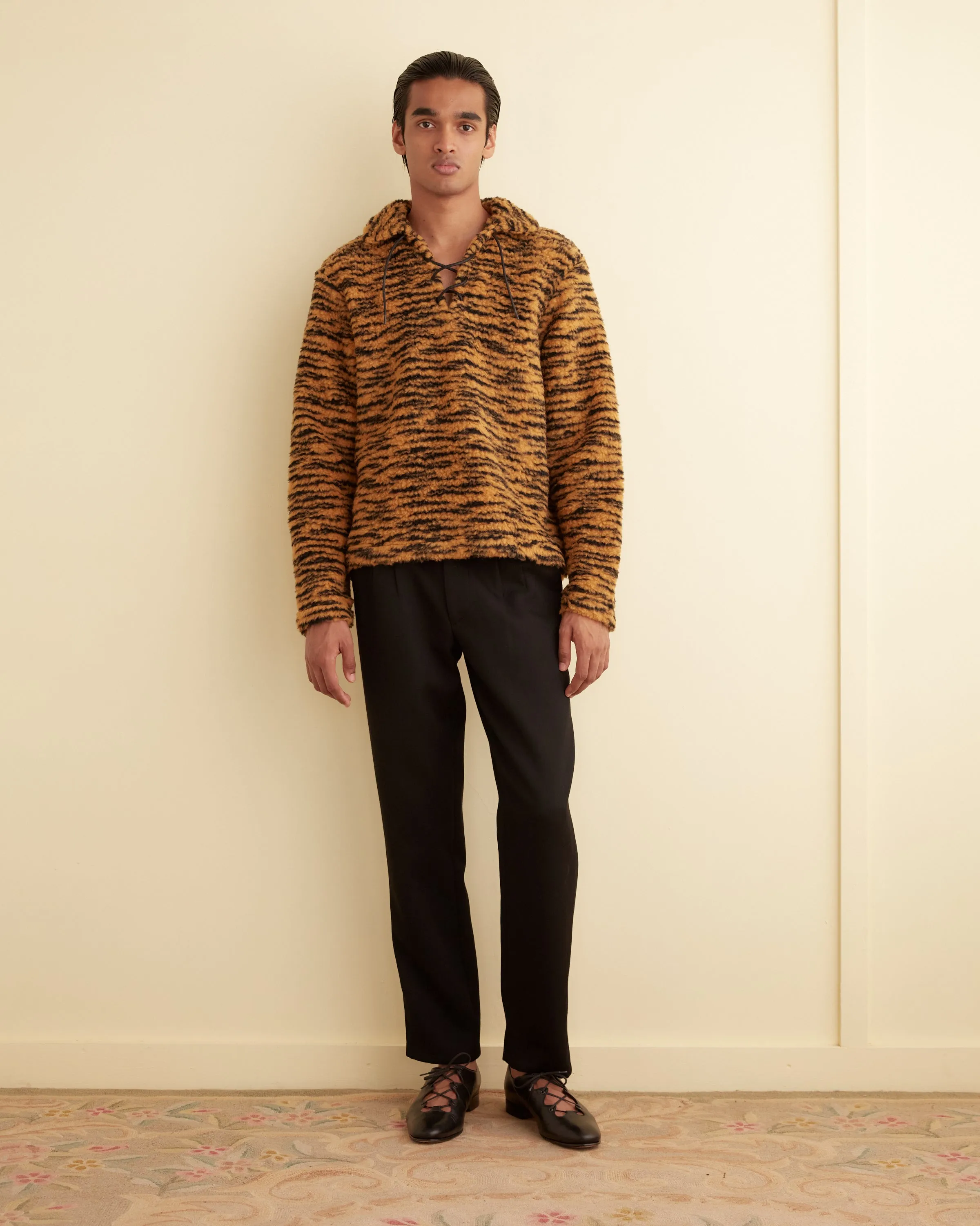 Fleece Tie-Up Pullover - Orange sold by BODE