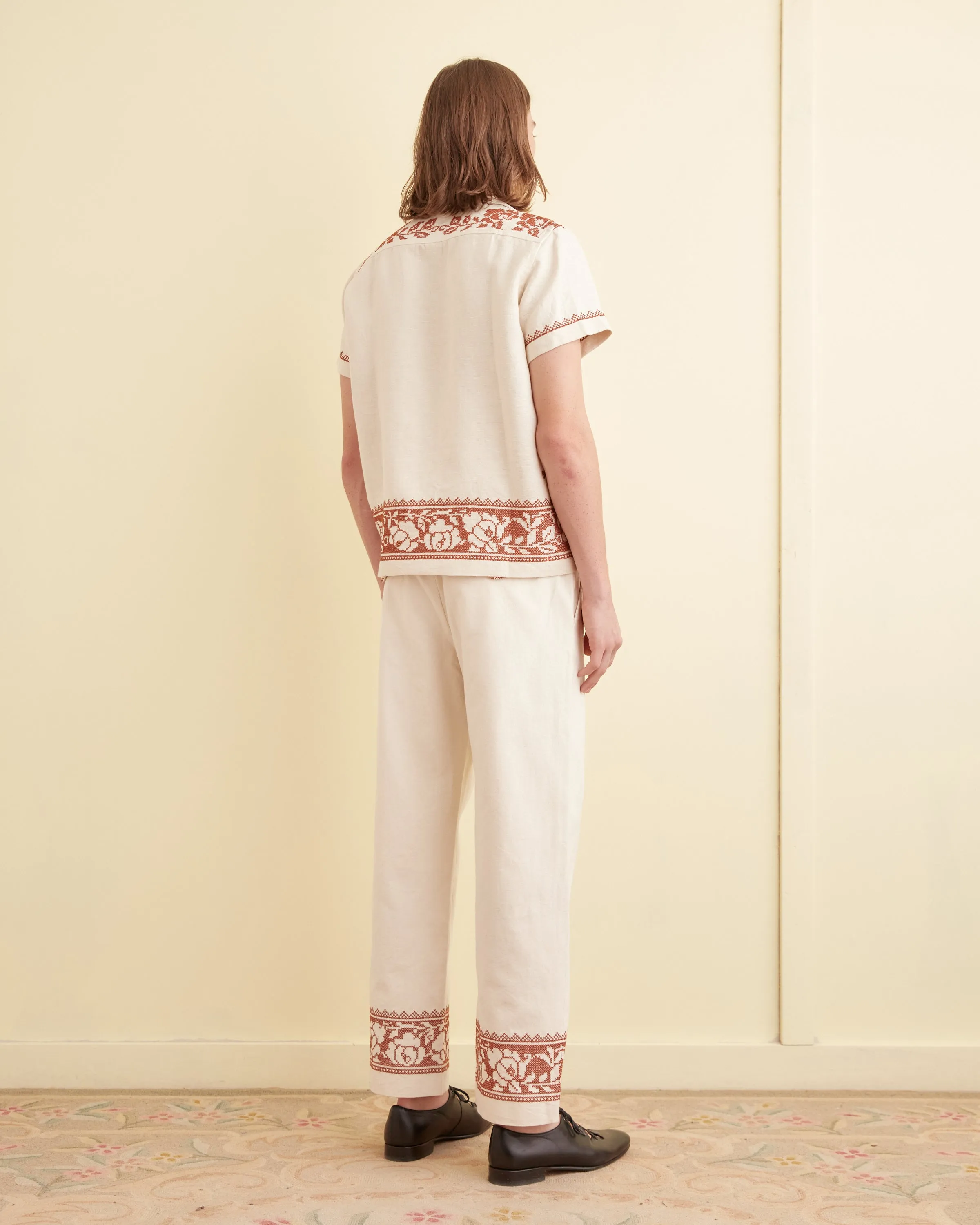 Cross-Stitched Rose Garland Short Sleeve Shirt sold by BODE product image thumbnail 3