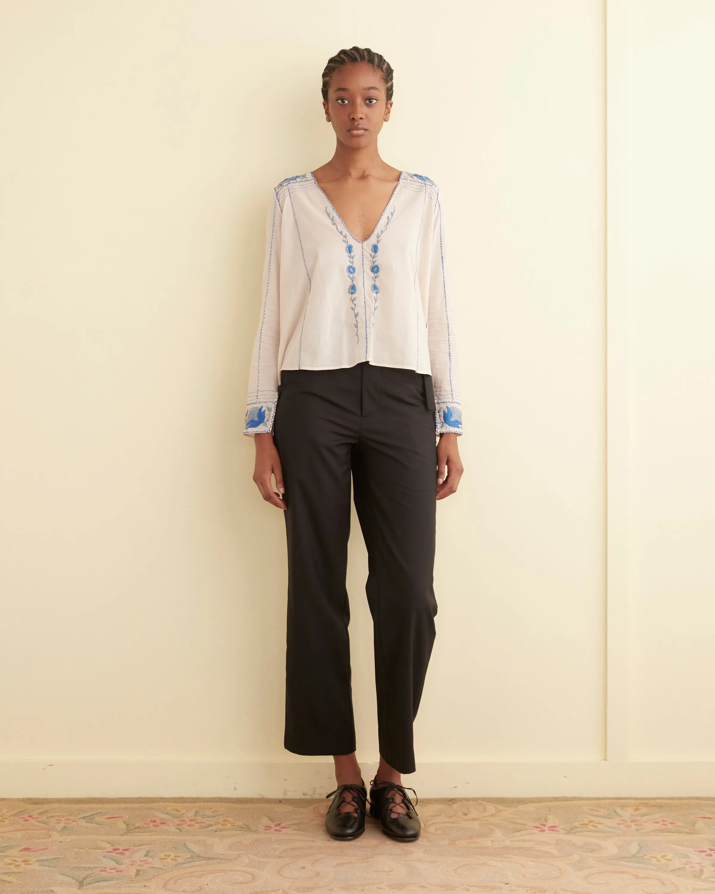 Embroidered Cornflower Top sold by BODE