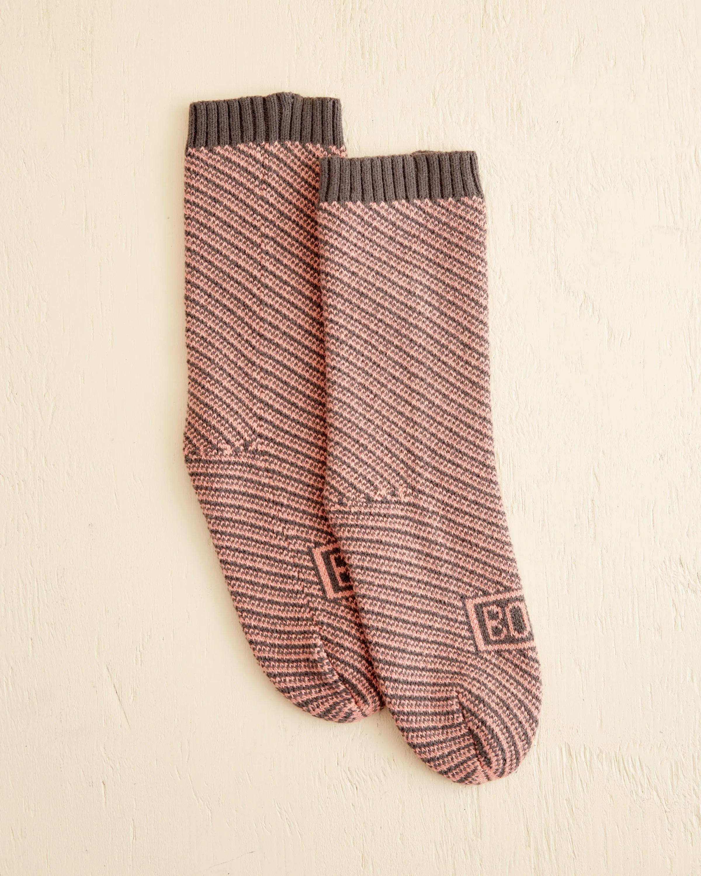 Duotone Jacquard Socks - Peach Grey sold by BODE