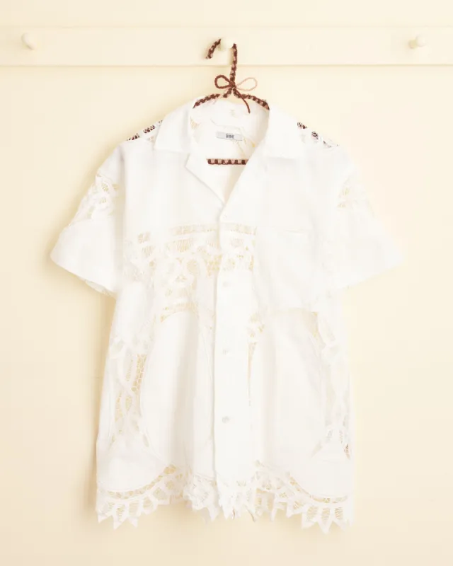 Linen Cutwork Short Sleeve Shirt - XS sold by BODE