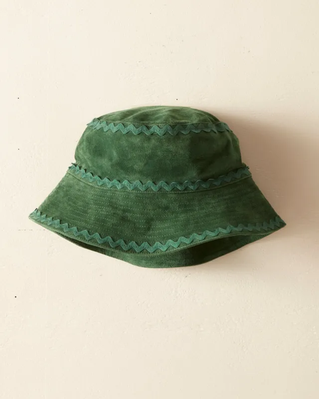 Suede Rickrack Hat - Green sold by BODE