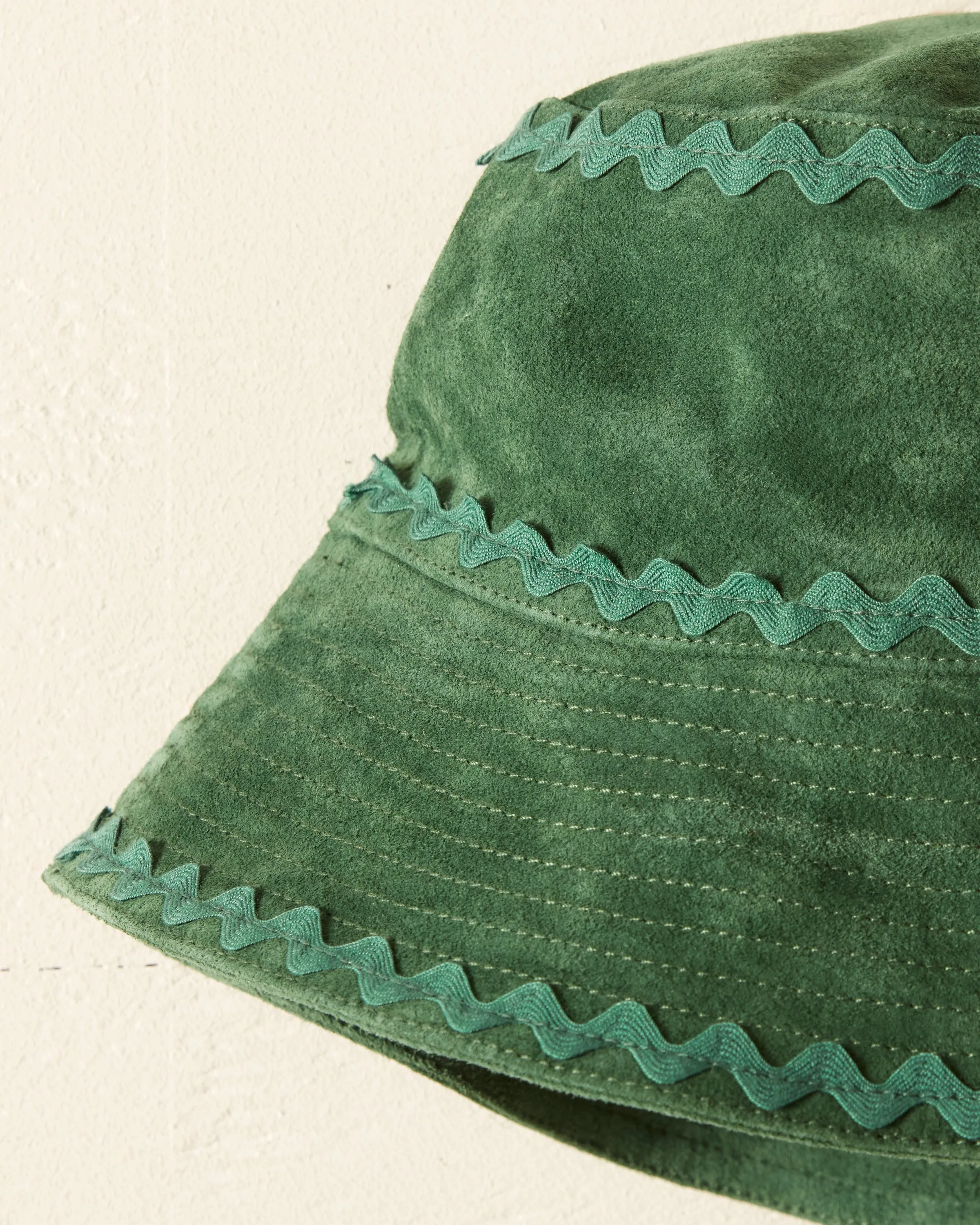 Suede Rickrack Hat - Green sold by BODE product image thumbnail 2