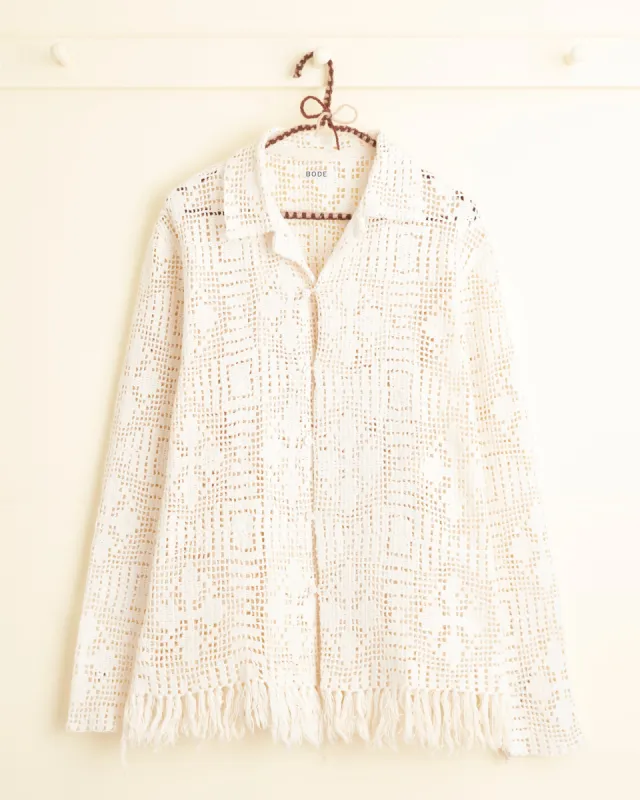 Chancel Crochet Long Sleeve Shirt - S sold by BODE