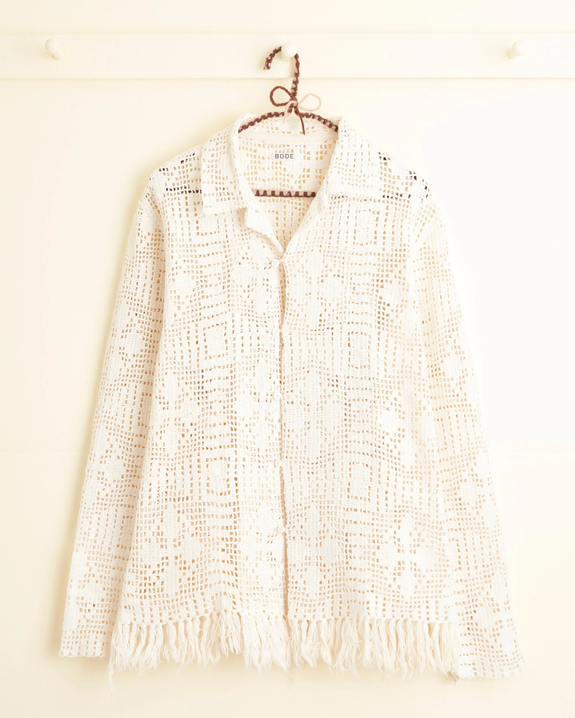 Chancel Crochet Long Sleeve Shirt - S sold by BODE