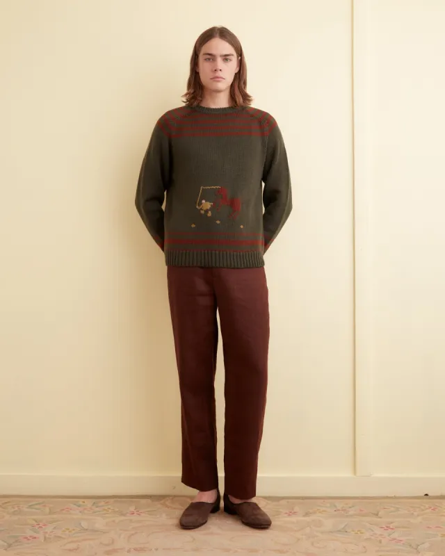 Pony Lasso Sweater - Green Multi sold by BODE