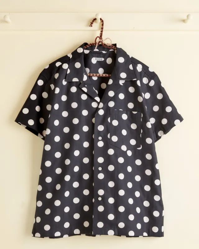 Nightfall Polka Short Sleeve Shirt - M sold by BODE