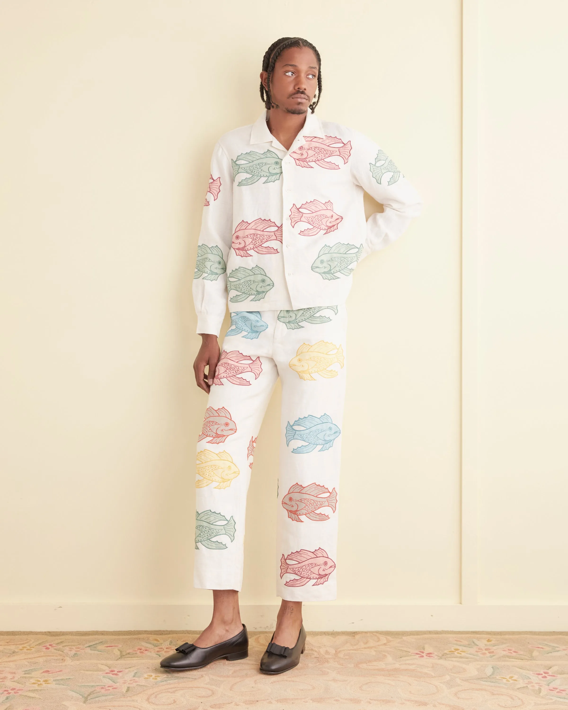 Piscine Appliqué Trousers sold by BODE