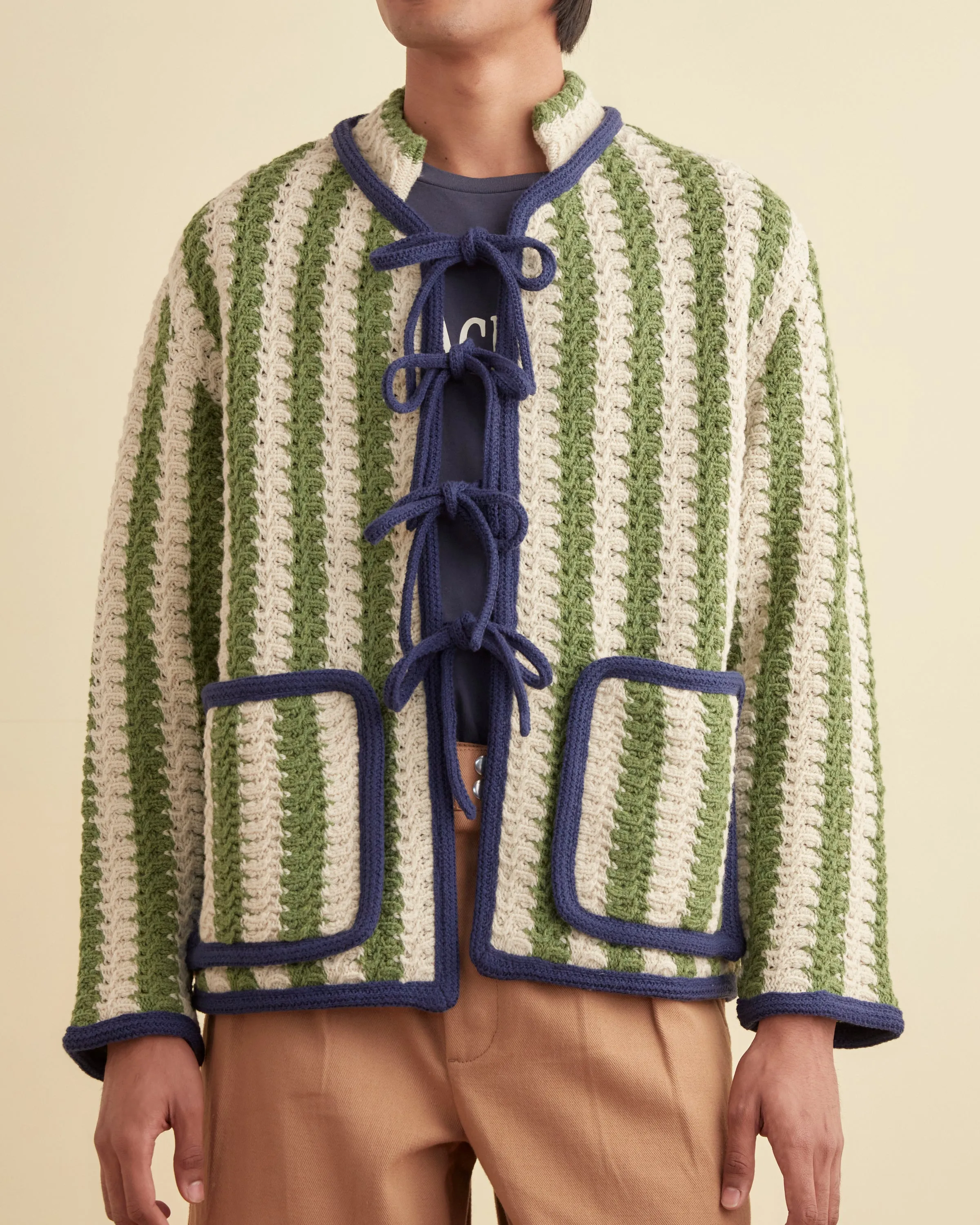 Bold Stripe Cardigan - Green/Cream sold by BODE product image thumbnail 2