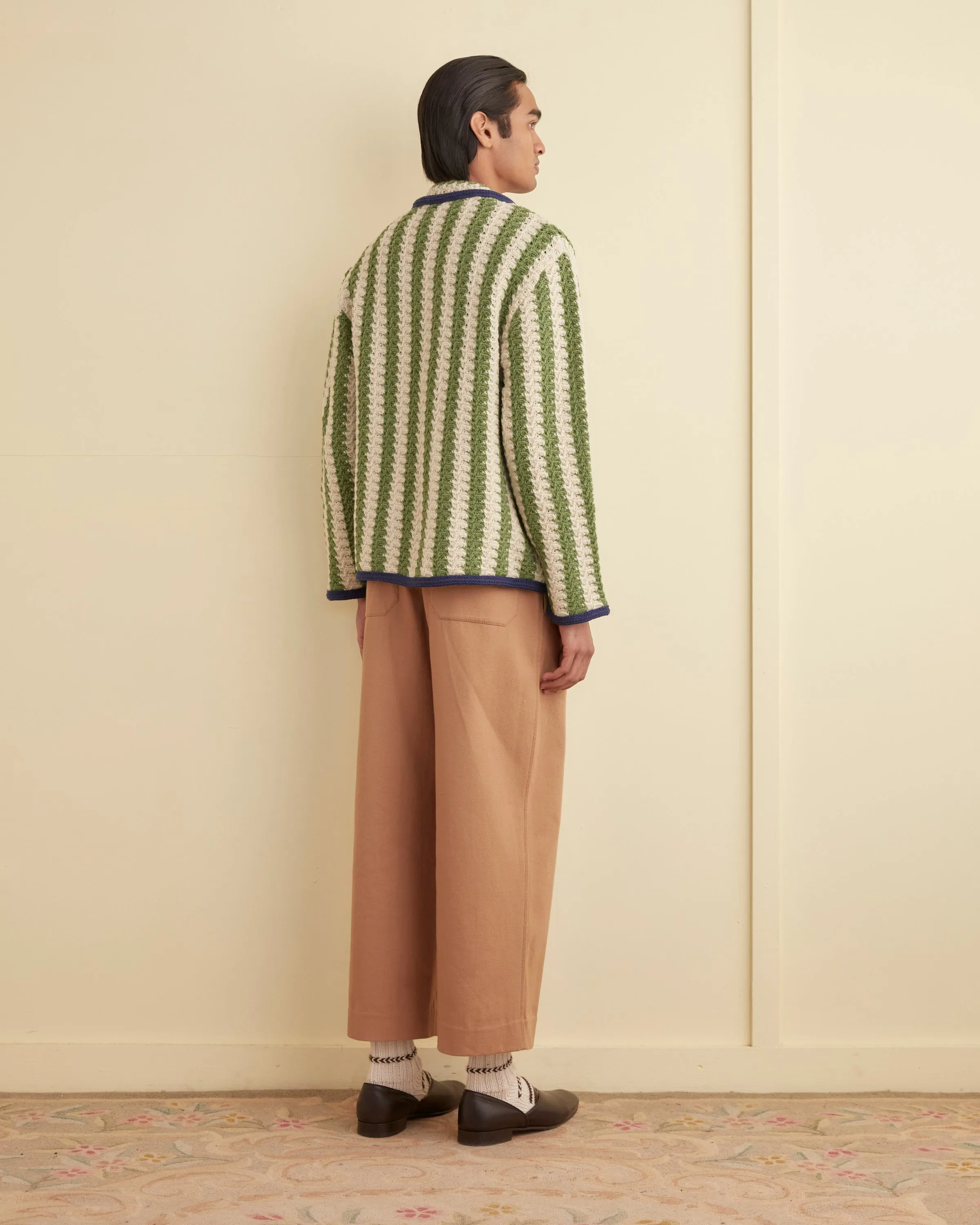 Bold Stripe Cardigan - Green/Cream sold by BODE product image thumbnail 3