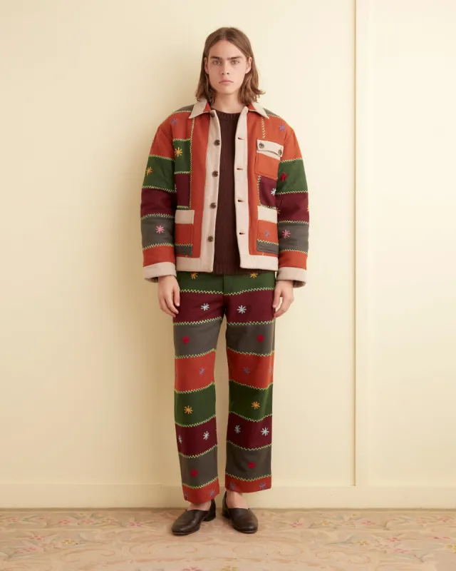 Embroidered Autumn Quilt Trousers sold by BODE