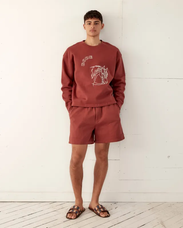 Embroidered Pony Crewneck - Brown sold by BODE