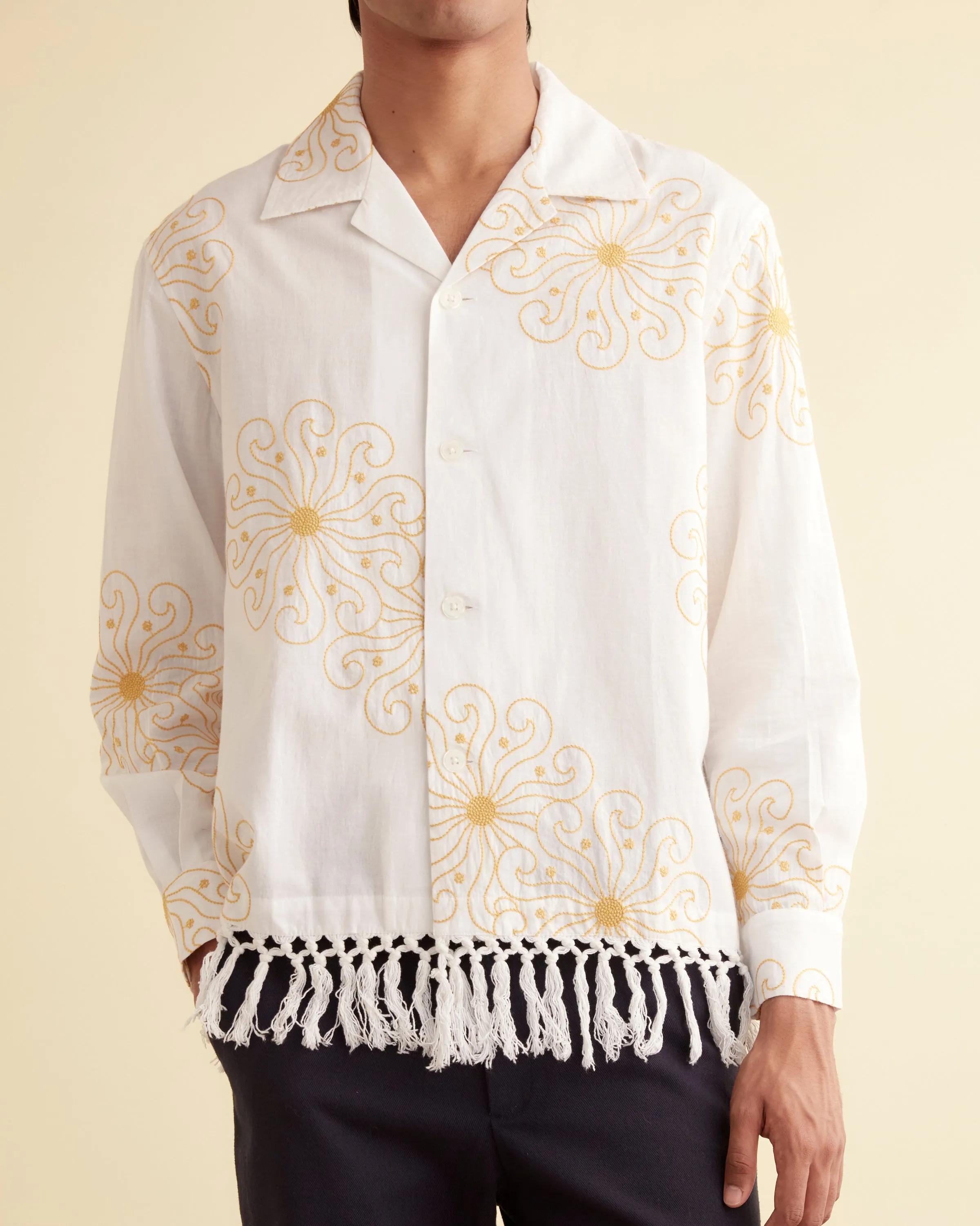 Soleil Fringe Long Sleeve Shirt sold by BODE product image thumbnail 2