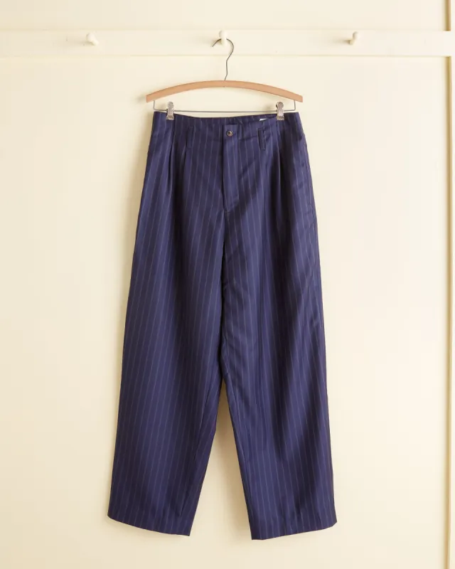 Blue Pinstripe Trousers - 29 sold by BODE