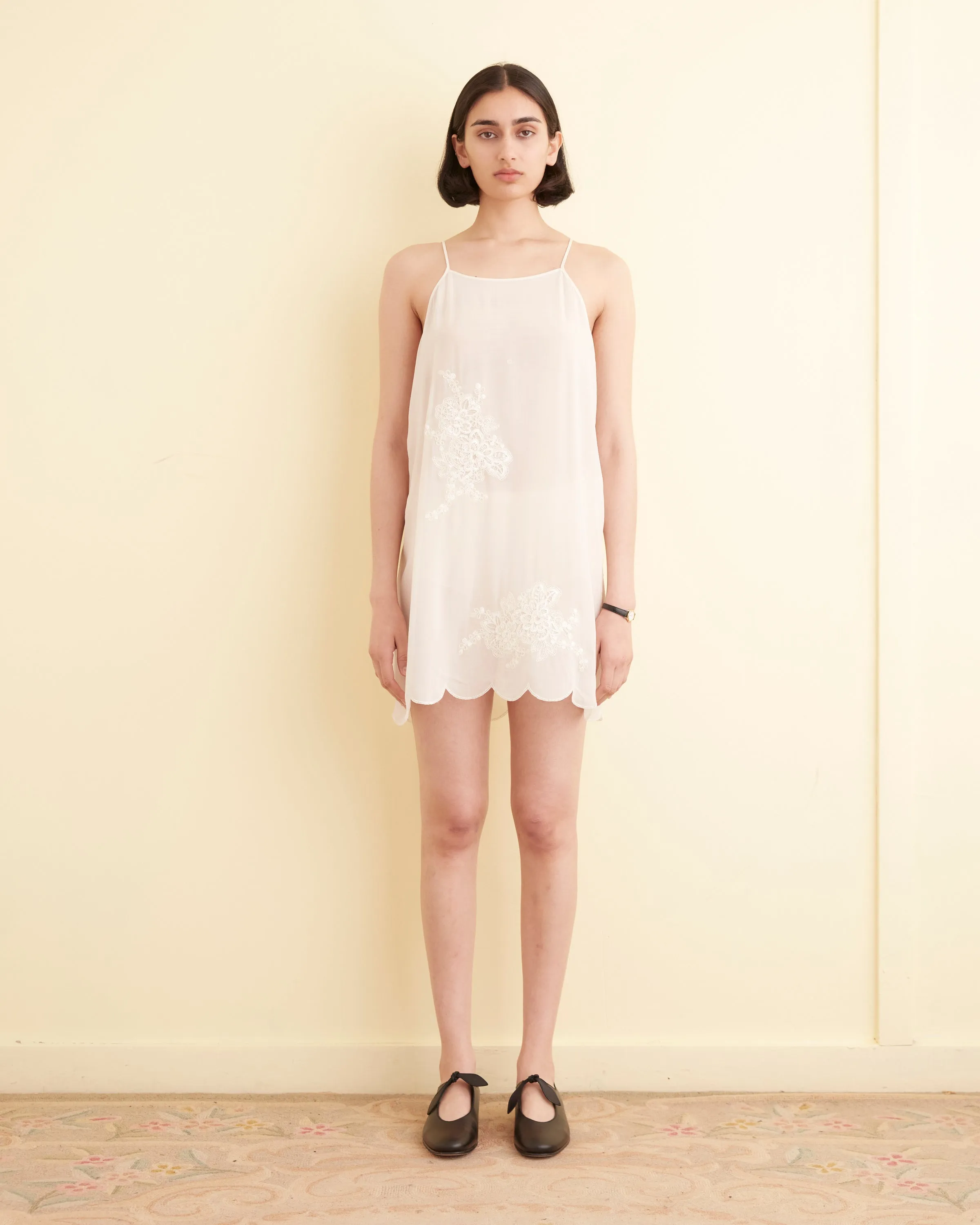 Lace Appliqué Scallop Slip sold by BODE