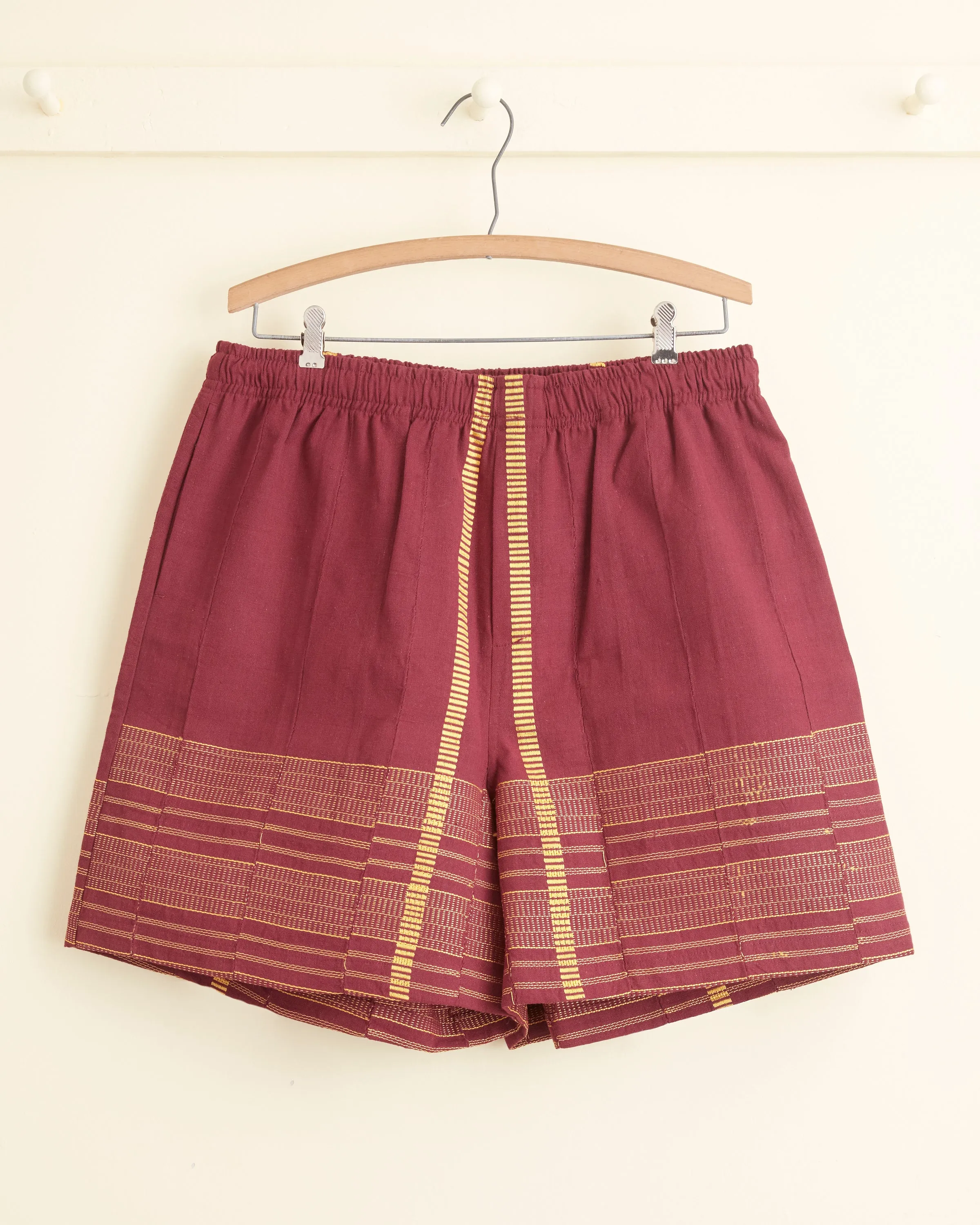 Burgundy Railway Shorts - XXL sold by BODE