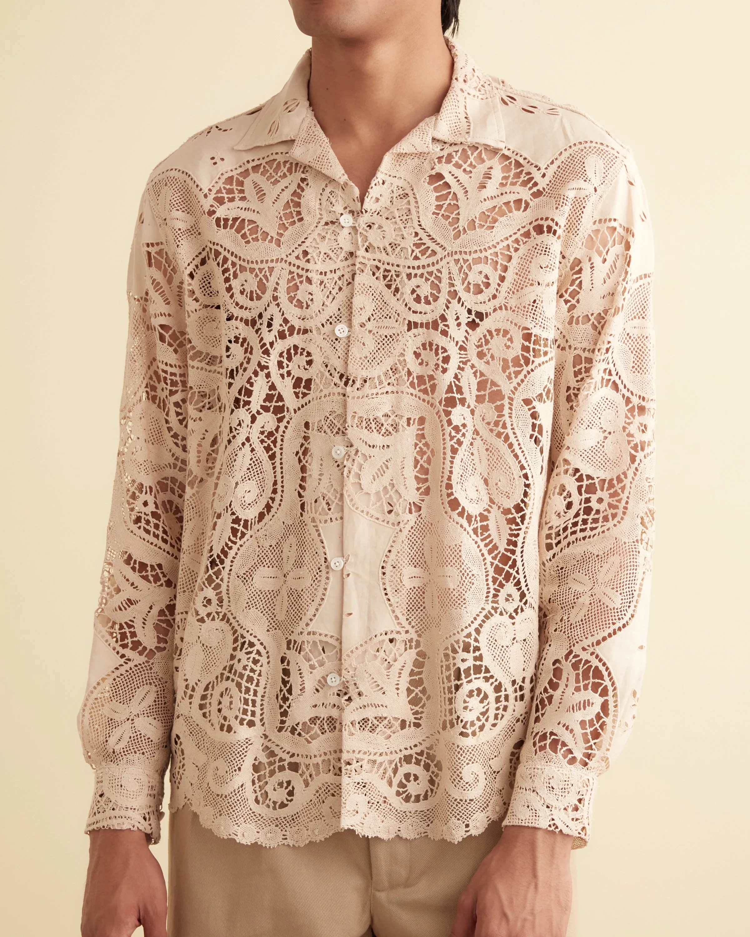 Latte Foam Long Sleeve Shirt - S/M sold by BODE product image thumbnail 2