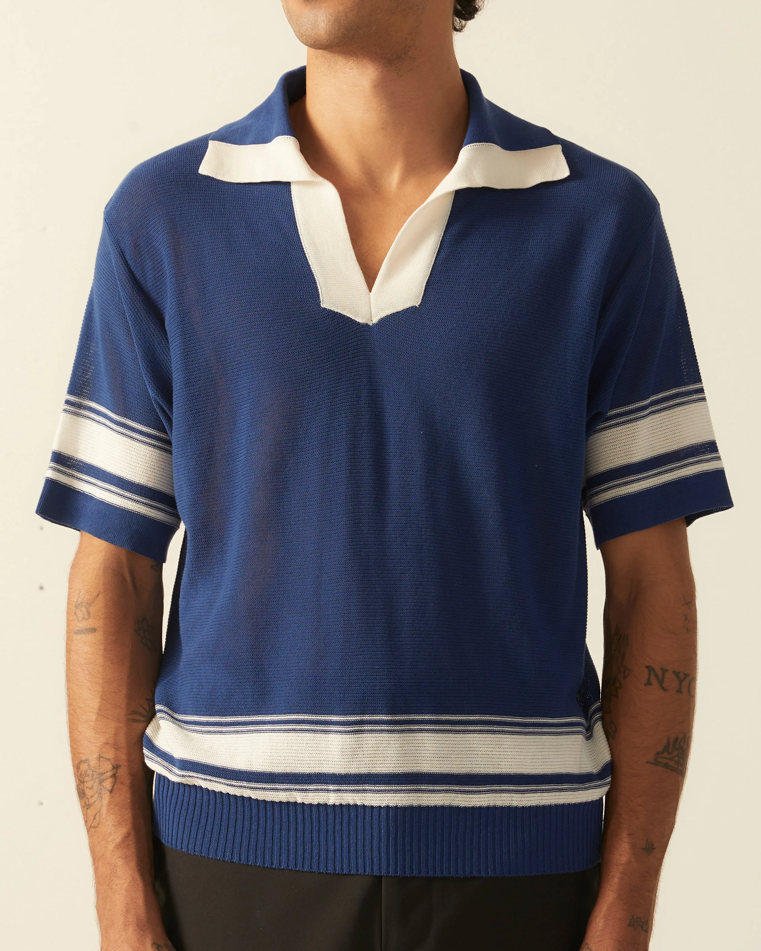 Edge Stripe Polo - Navy sold by BODE product image thumbnail 2