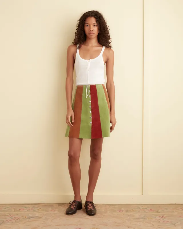 Suede Snap Skirt sold by BODE
