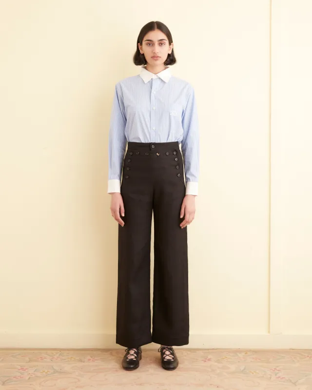 Linen Sailor Trousers - Black sold by BODE