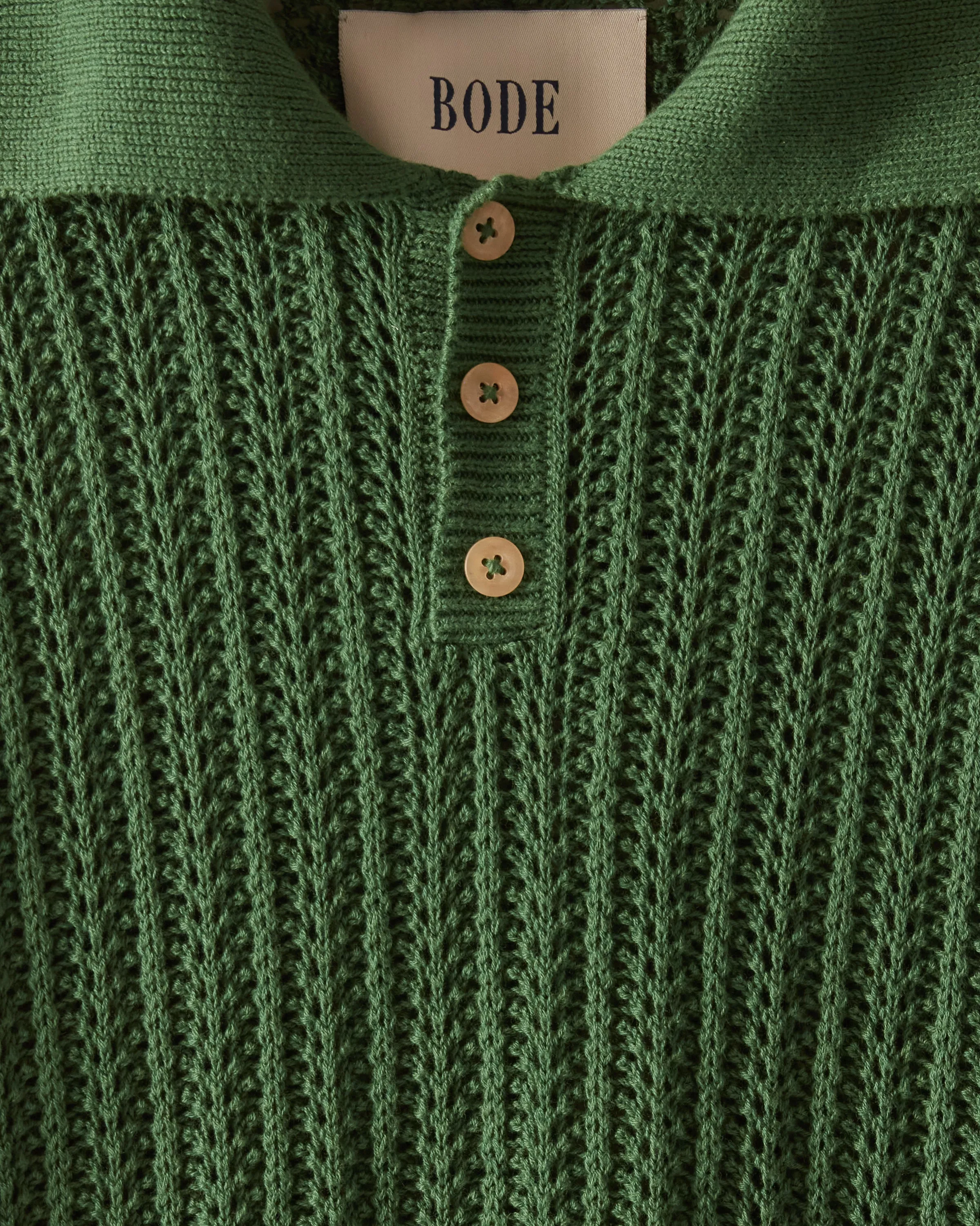 Pointelle Polo Long Sleeve - Green sold by BODE product image thumbnail 3