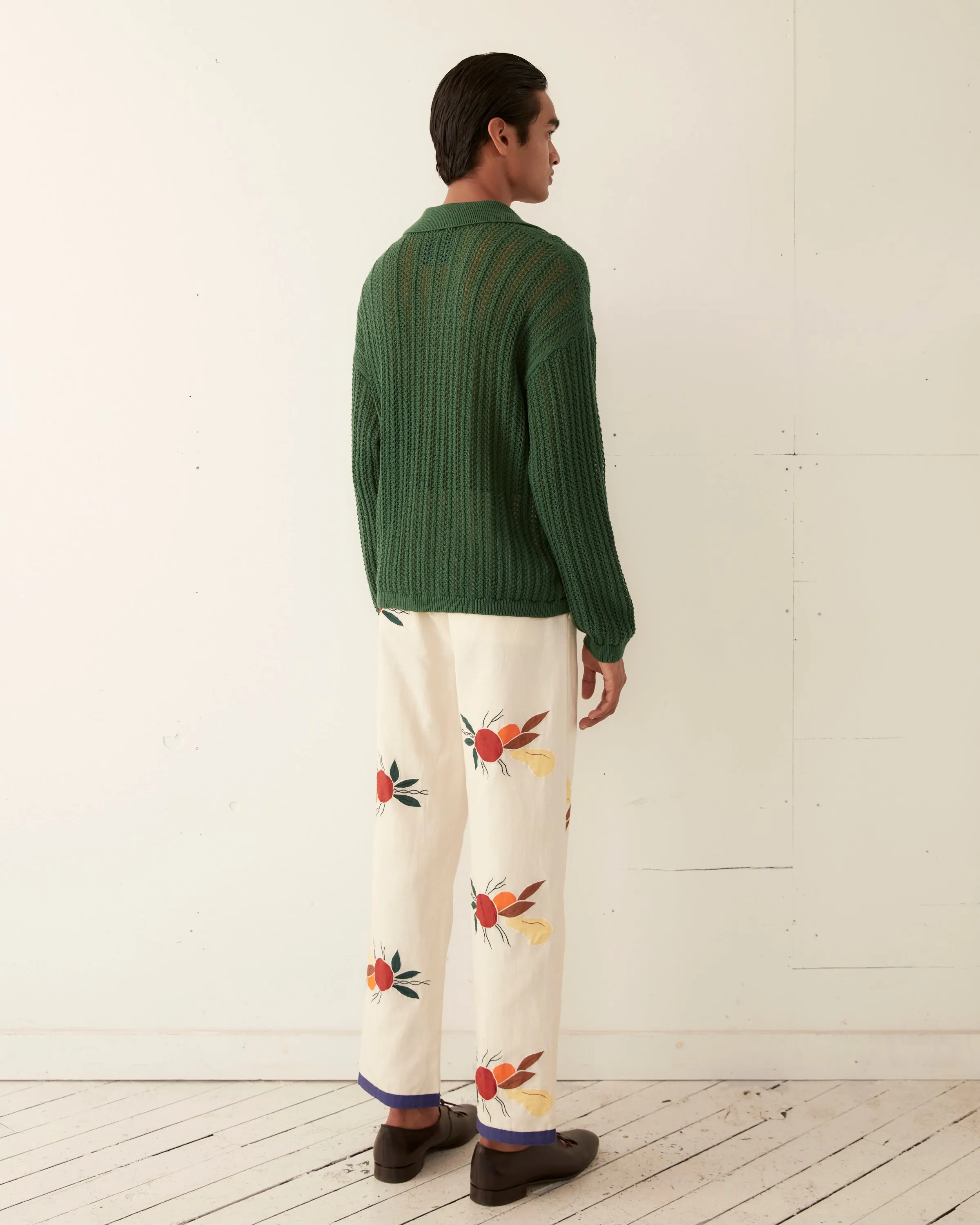 Pointelle Polo Long Sleeve - Green sold by BODE product image thumbnail 4