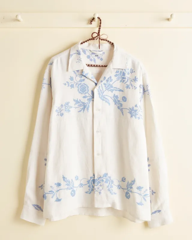 Periwinkle Floret Long Sleeve Shirt - L/XL sold by BODE