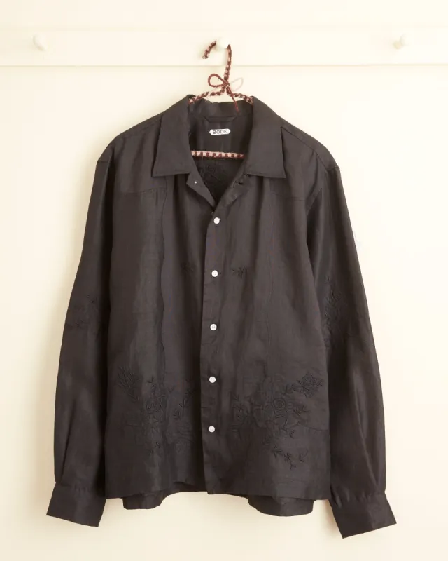 Blackened Rose Long Sleeve Shirt - L sold by BODE