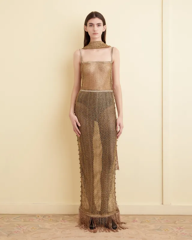 Lamé Lace Dress sold by BODE