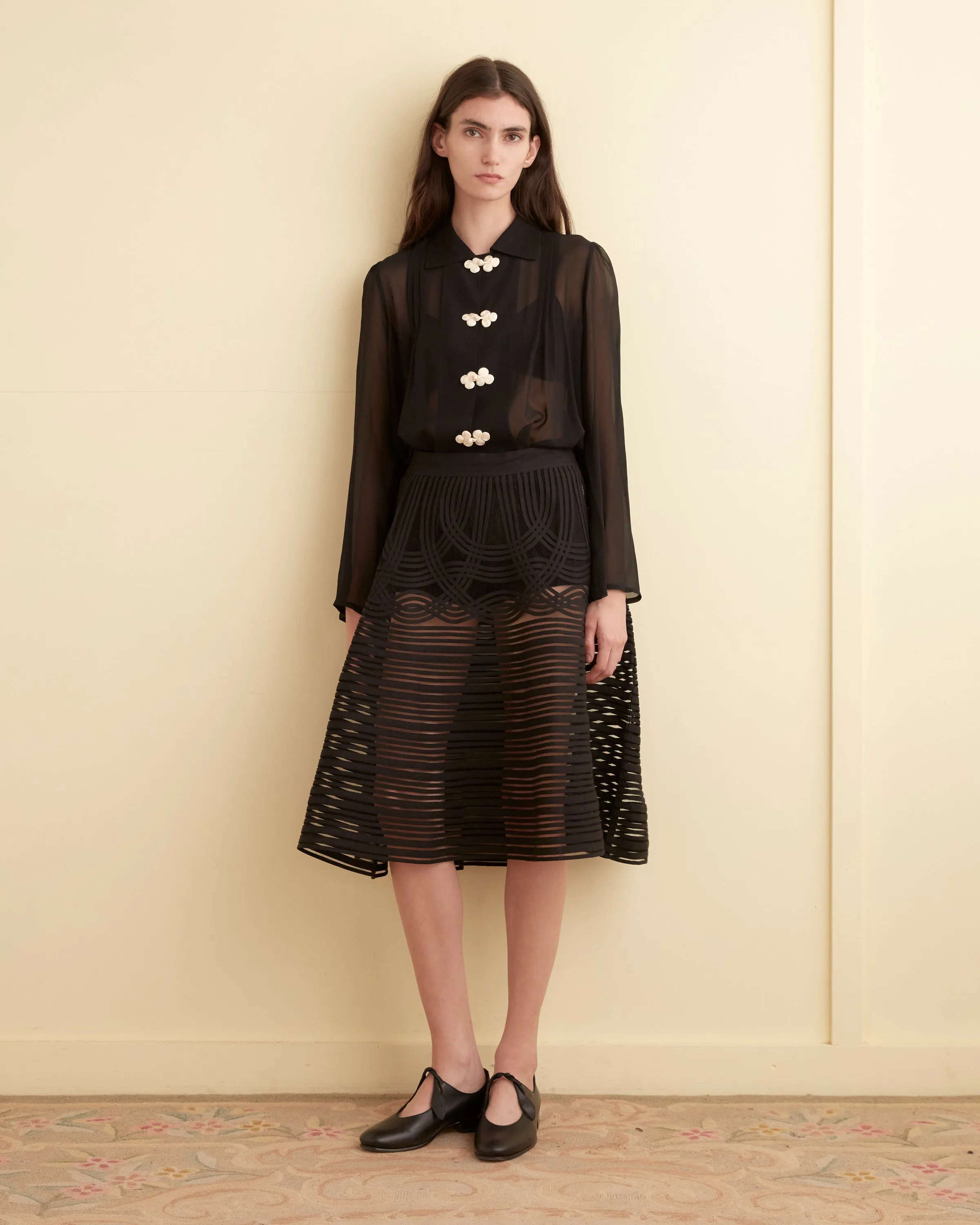 Sheer Trellis Skirt - Black sold by BODE