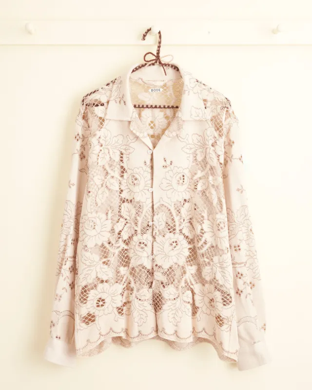 Wicker Rose Long Sleeve Shirt - M sold by BODE