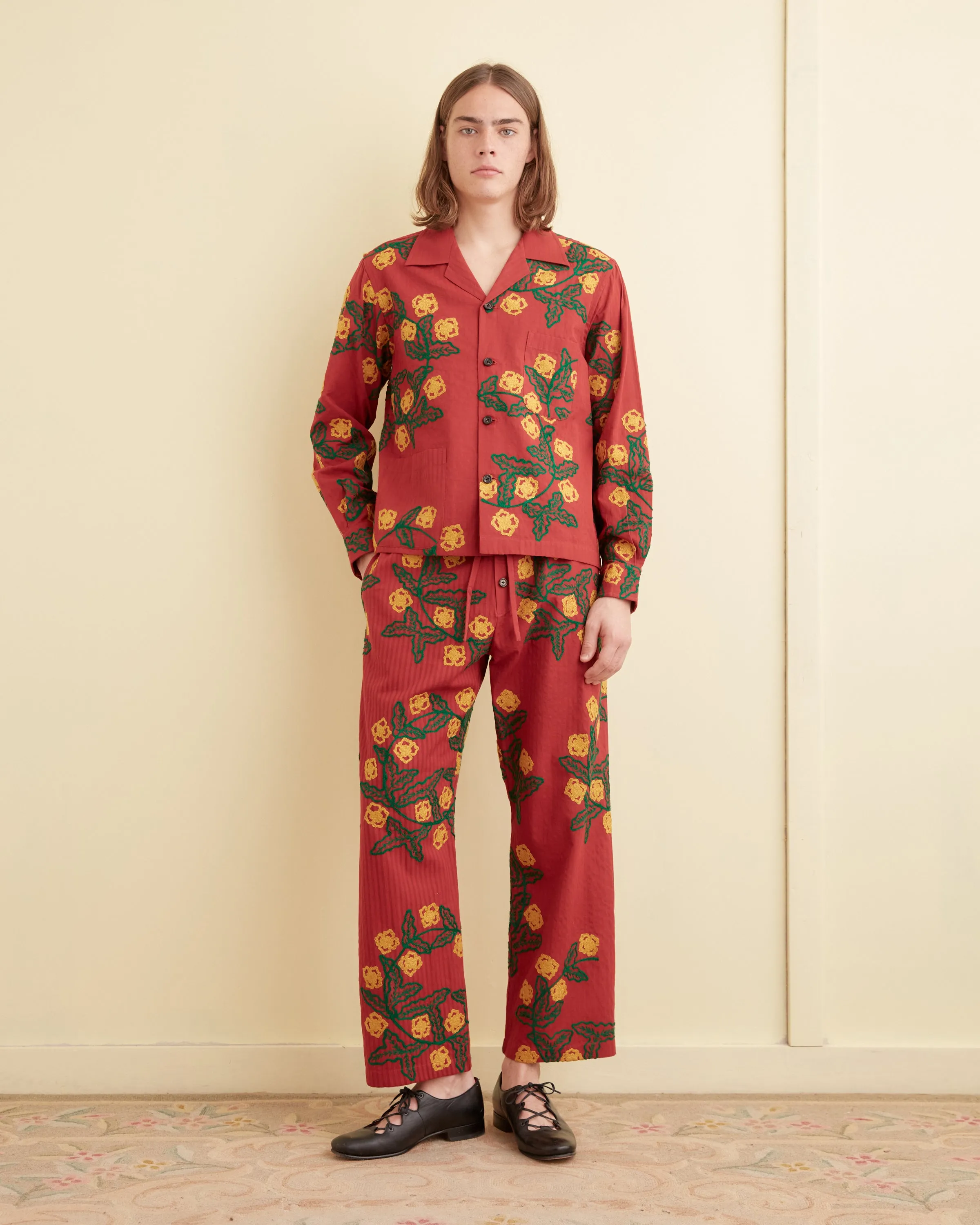 Marigold Wreath Long Sleeve Shirt sold by BODE