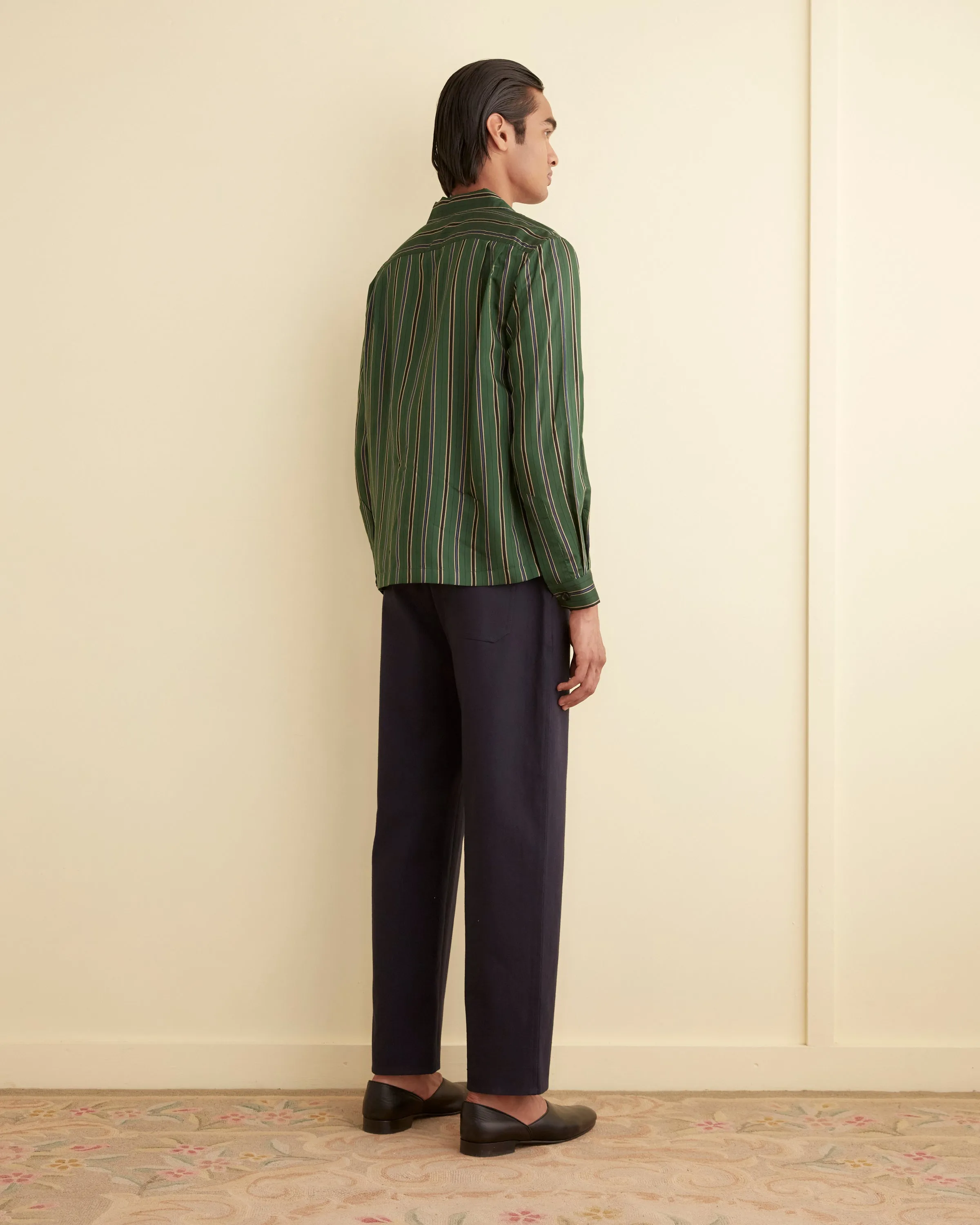 Alumni Stripe Long Sleeve Shirt - Green sold by BODE product image thumbnail 3