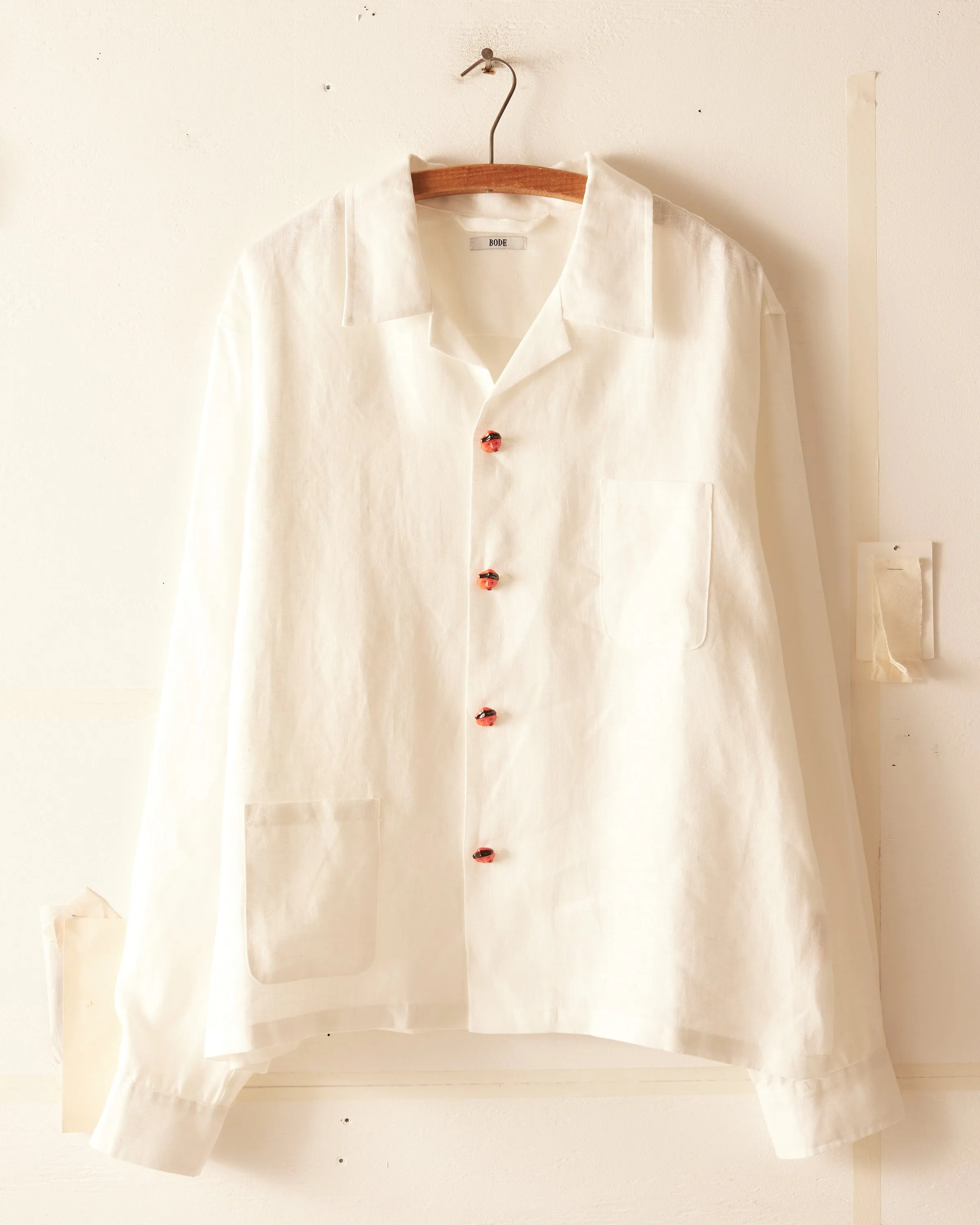 Red Sailor Button Long Sleeve Shirt - XXL sold by BODE