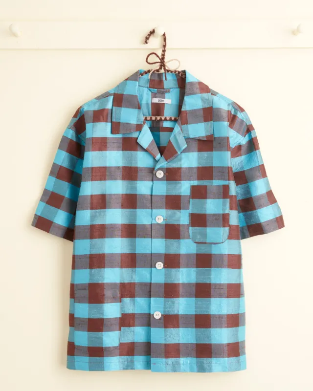 Slubbed Silk Plaid Shirt - M/L sold by BODE