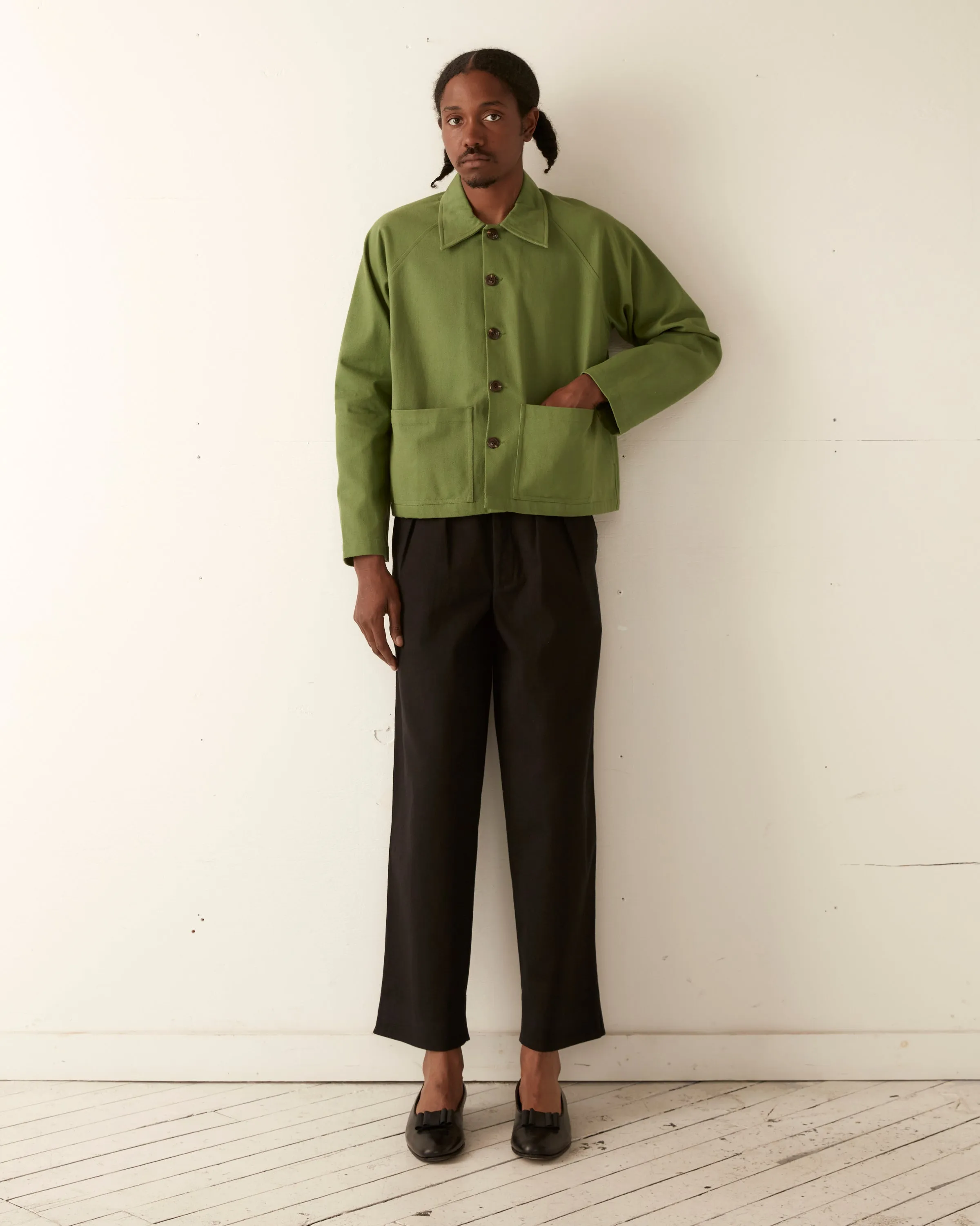 Twill Cropped Car Jacket - Ivy sold by BODE