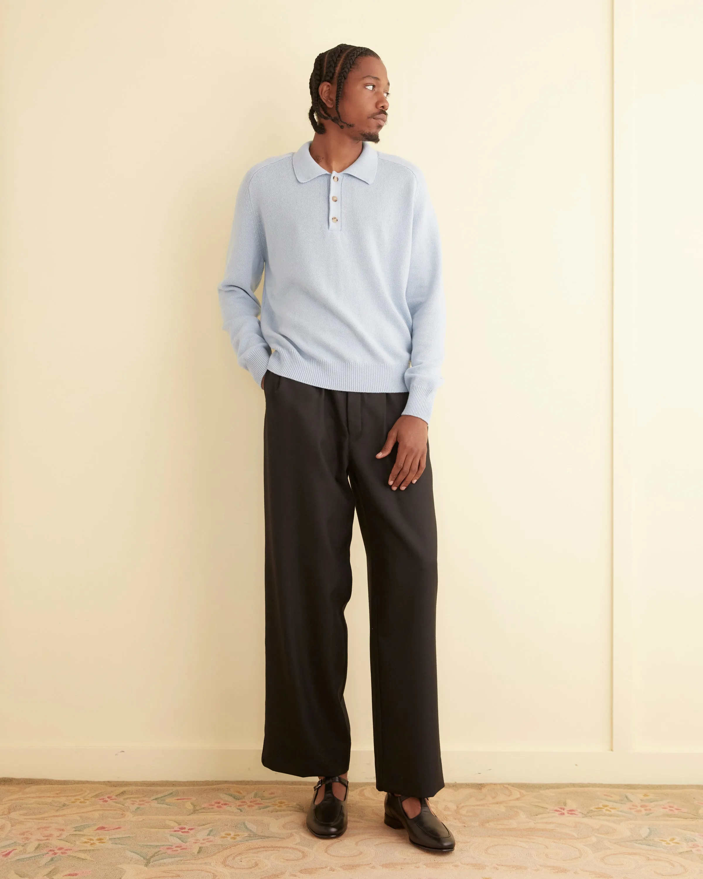 Cashmere Polo - Light Blue sold by BODE