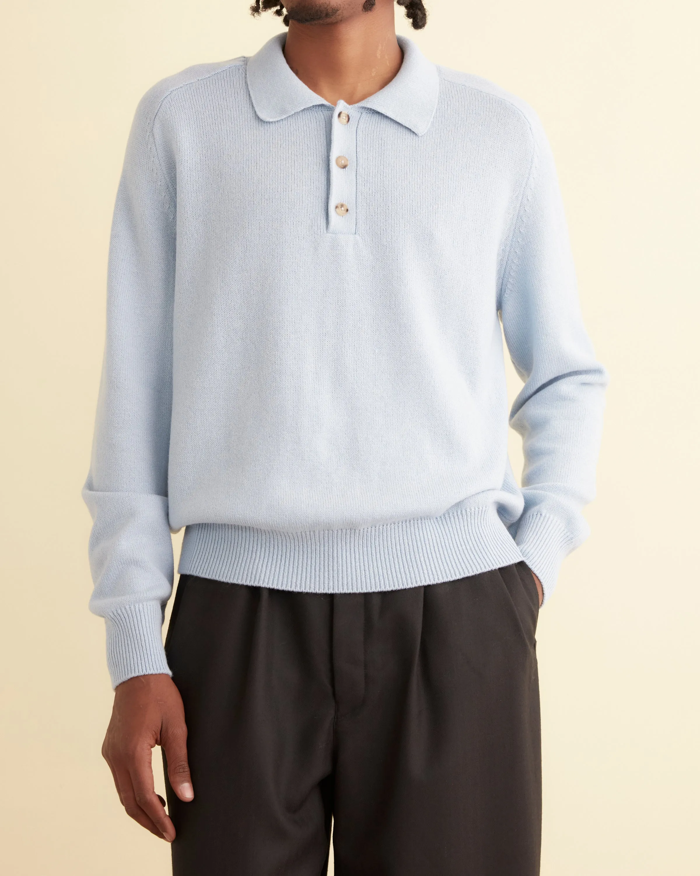 Cashmere Polo - Light Blue sold by BODE product image thumbnail 3