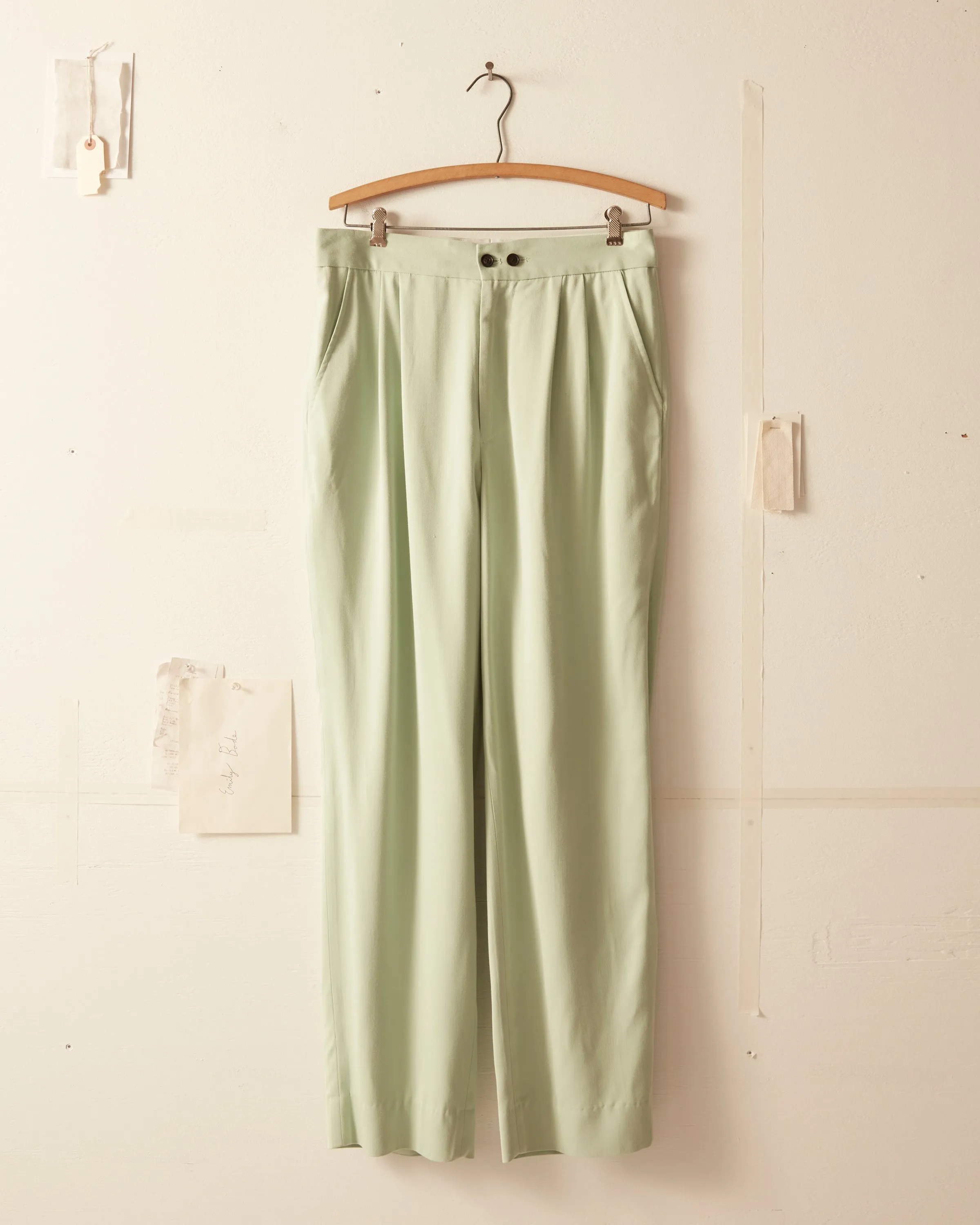 Tropical Wool Double Button Trousers - Mint sold by BODE