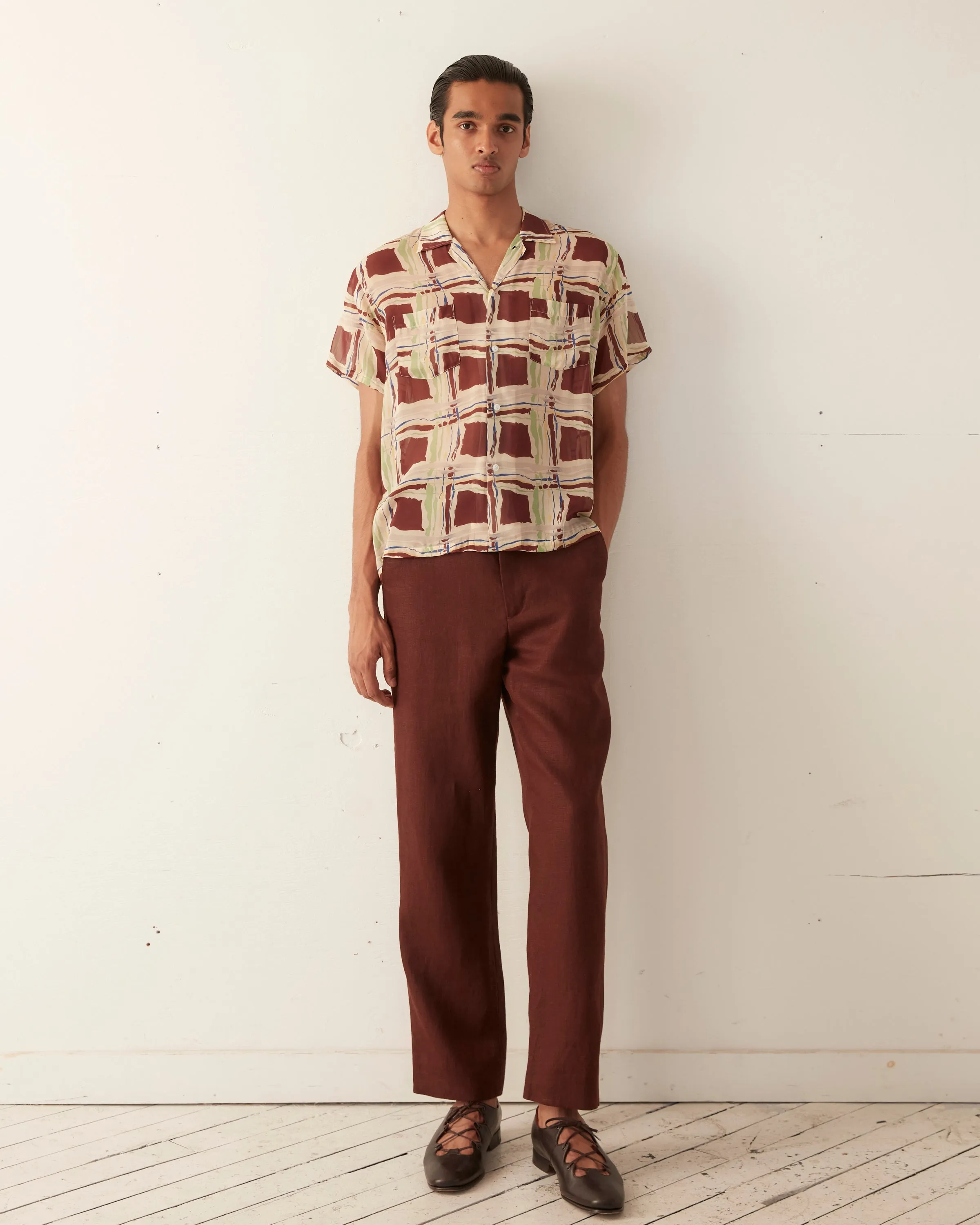 Ripple Plaid Short Sleeve Shirt sold by BODE