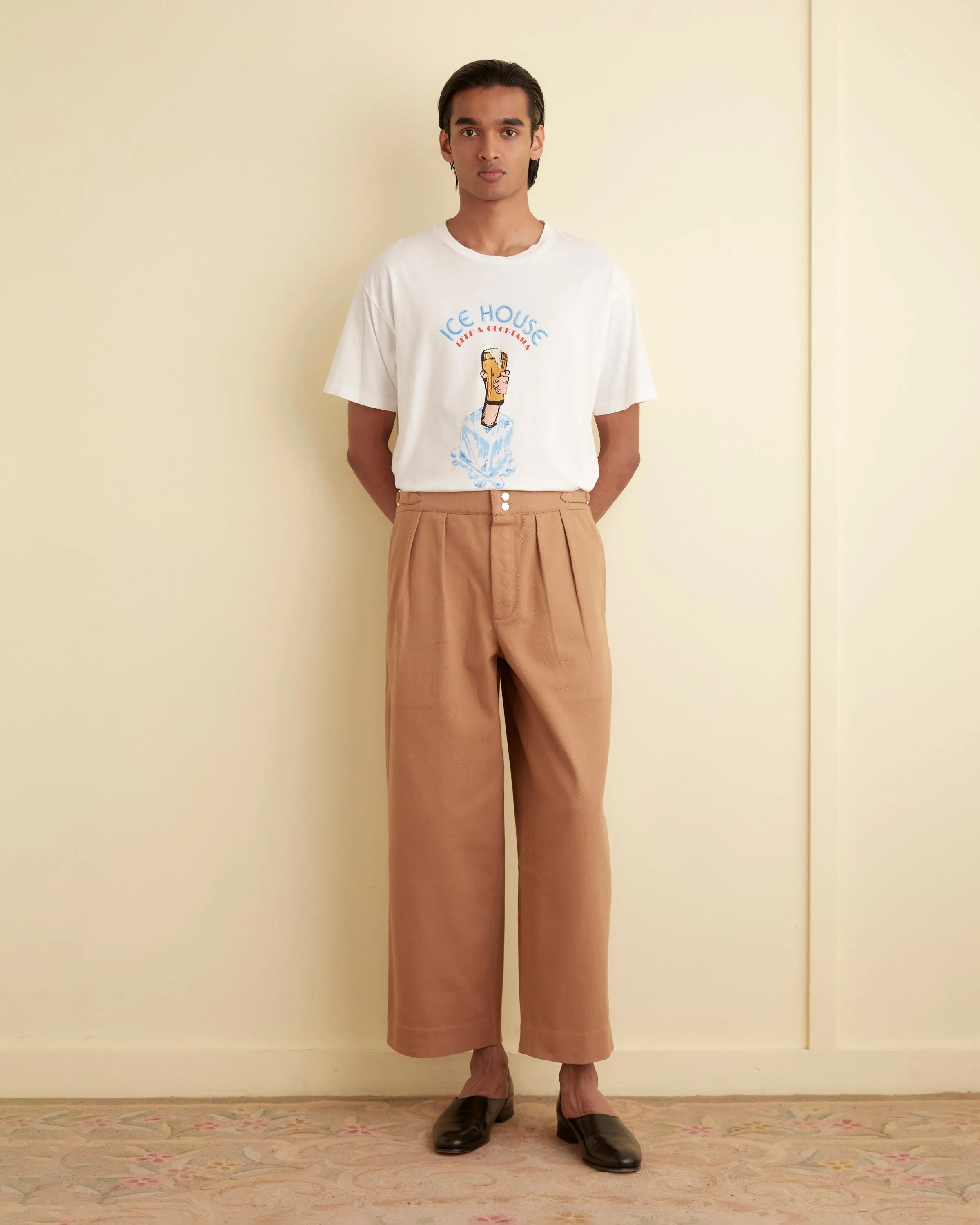 Wide Leg Snap Trousers - Taupe sold by BODE