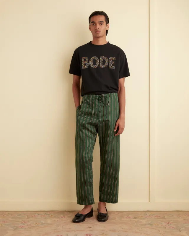 Alumni Stripe Pajama Pants - Green sold by BODE