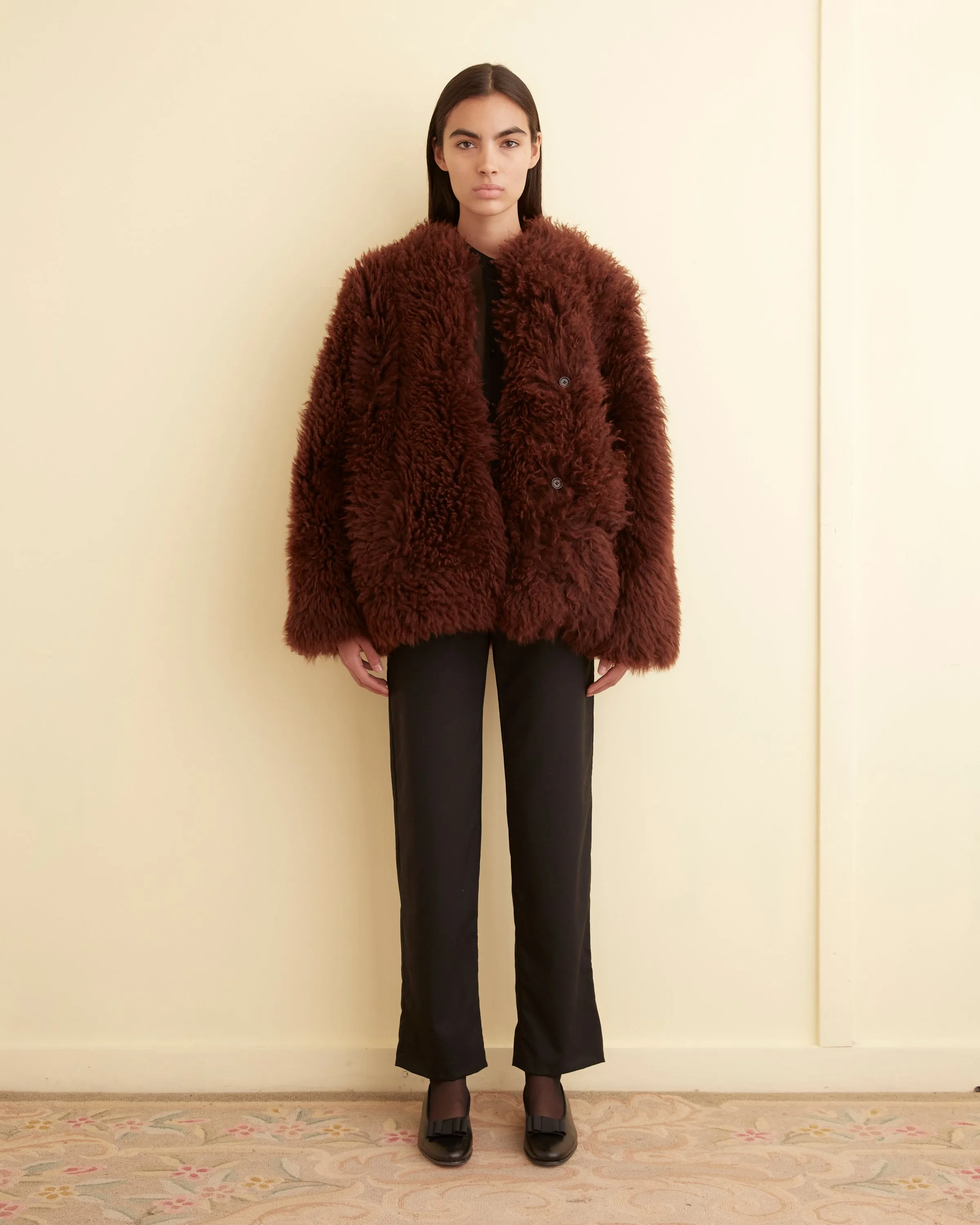 Crane Shag Shearling Coat - Brown sold by BODE