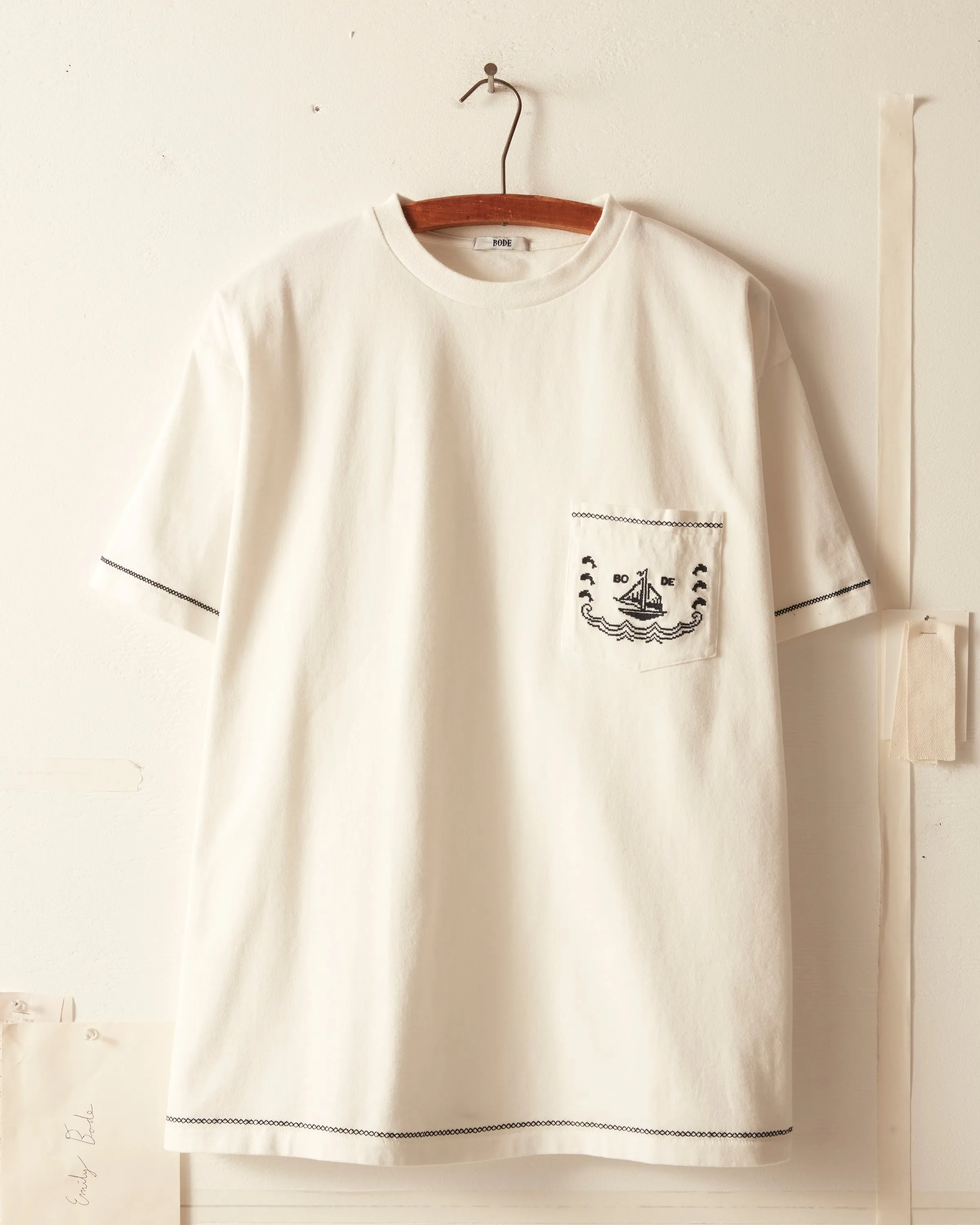 Sailboat Pocket Tee - Cream sold by BODE