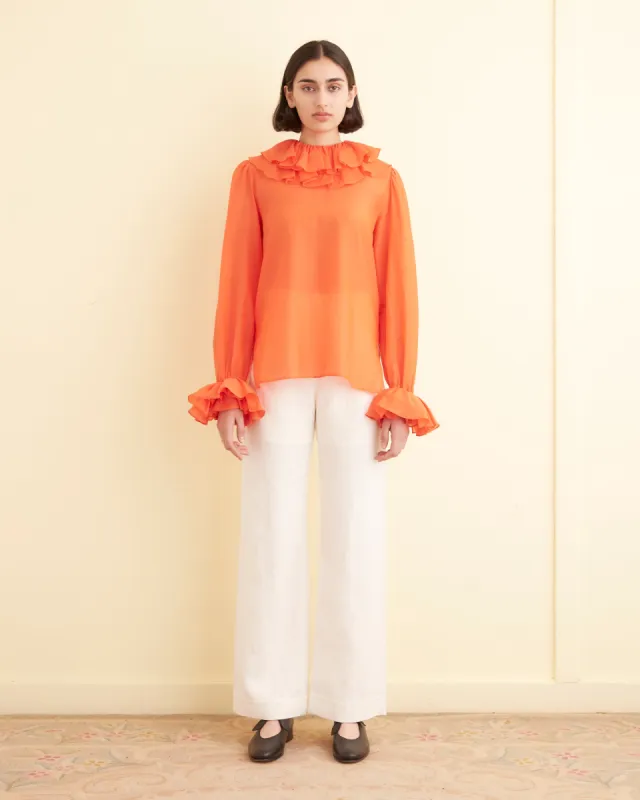 Boo Ruffle Blouse - Orange sold by BODE