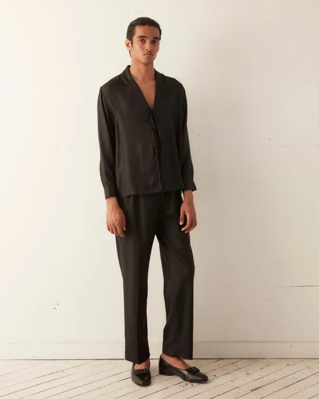 Micro Tie Long Sleeve Shirt - Black sold by BODE