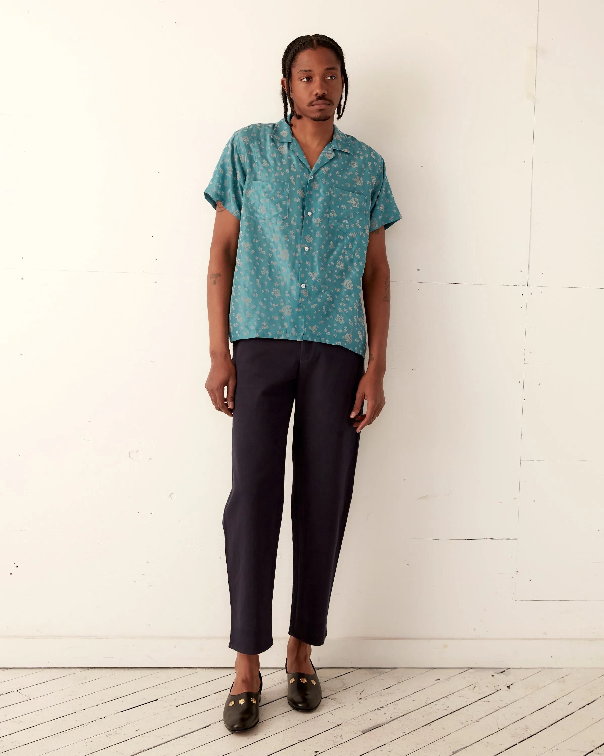 Floral Flocked Short Sleeve Shirt sold by BODE