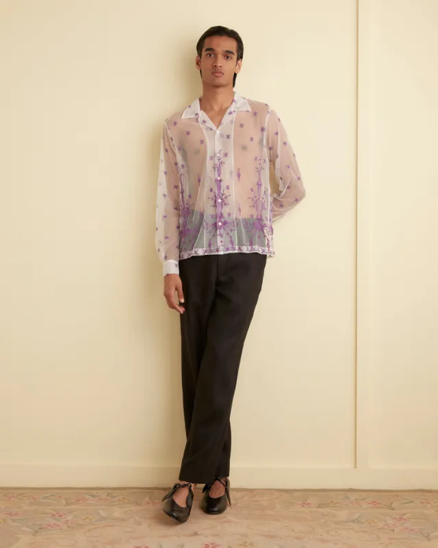 Sheer Lavandula Long Sleeve Shirt sold by BODE